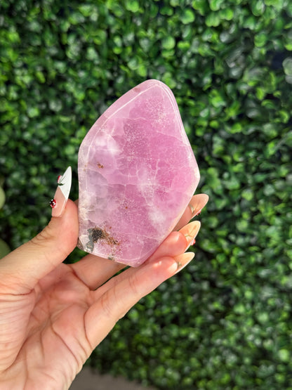 Pink Aragonite AAA with gold Stand from Afghanistan I