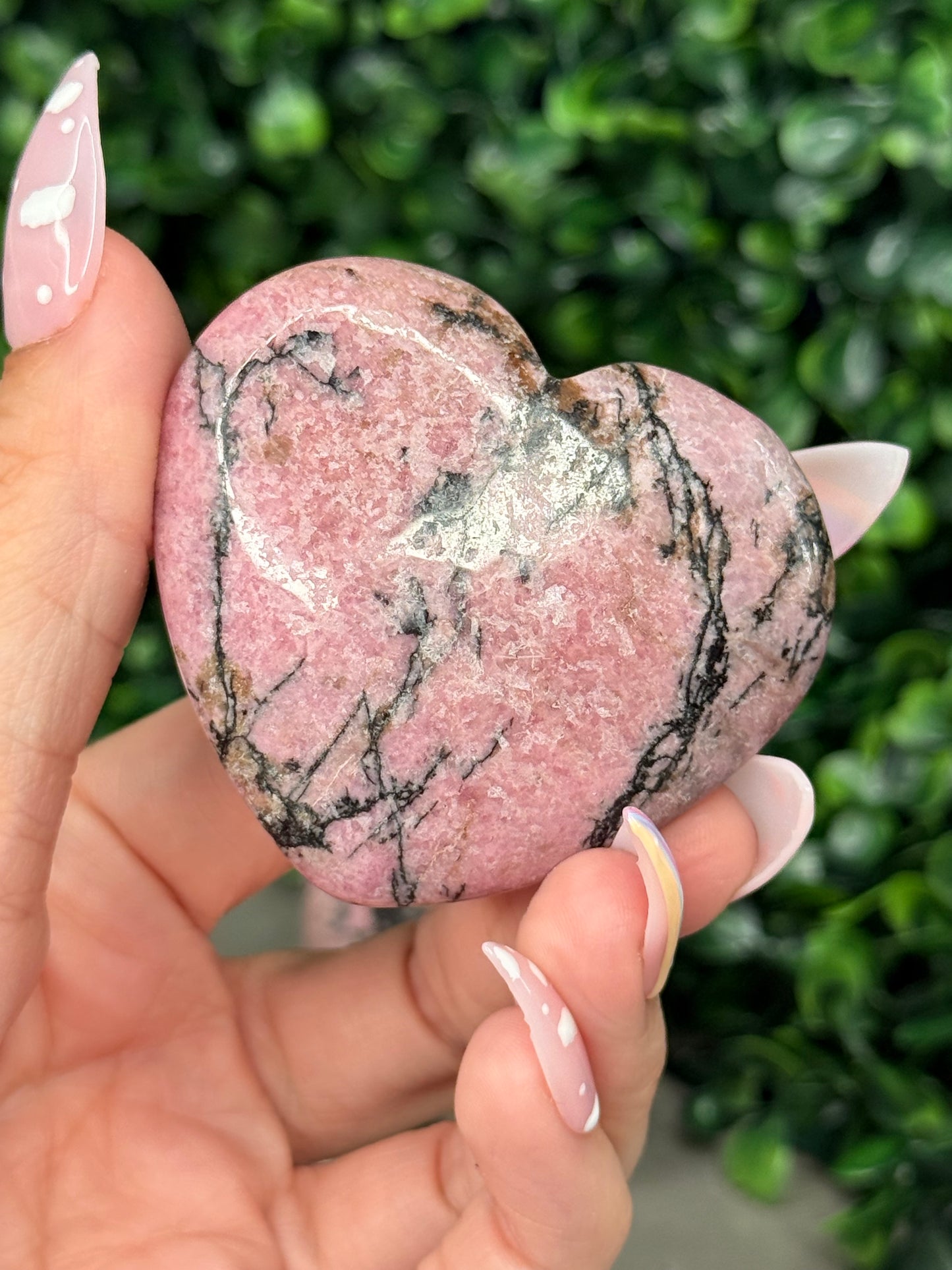 Rhodonite Hearts Crystal Carvings