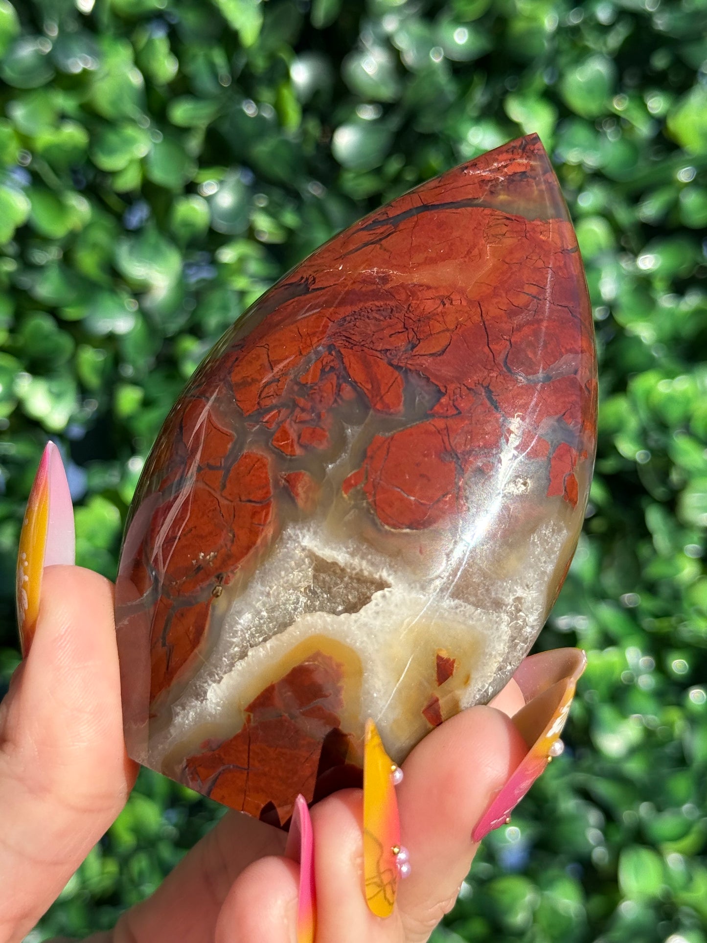 Red Brecciated Jasper Druzy Crystal Teardrops - Indonesia