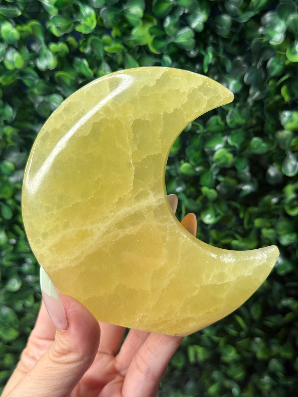 Lemon Calcite Standing Moon Crystal Carving - Pakistan - A - Imperfect