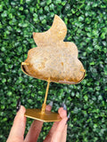 Fossil Coral Cloud & Moon Crystal Carving - A