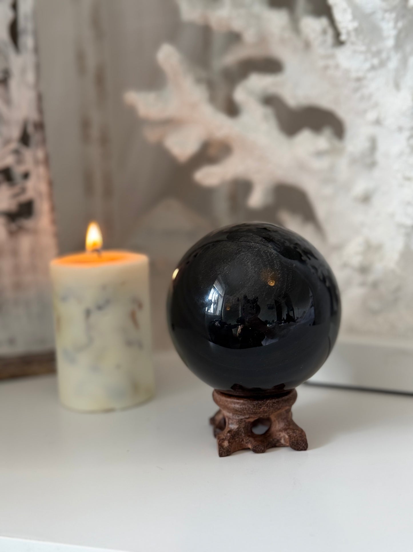 Silver Sheen Obsidian Sphere