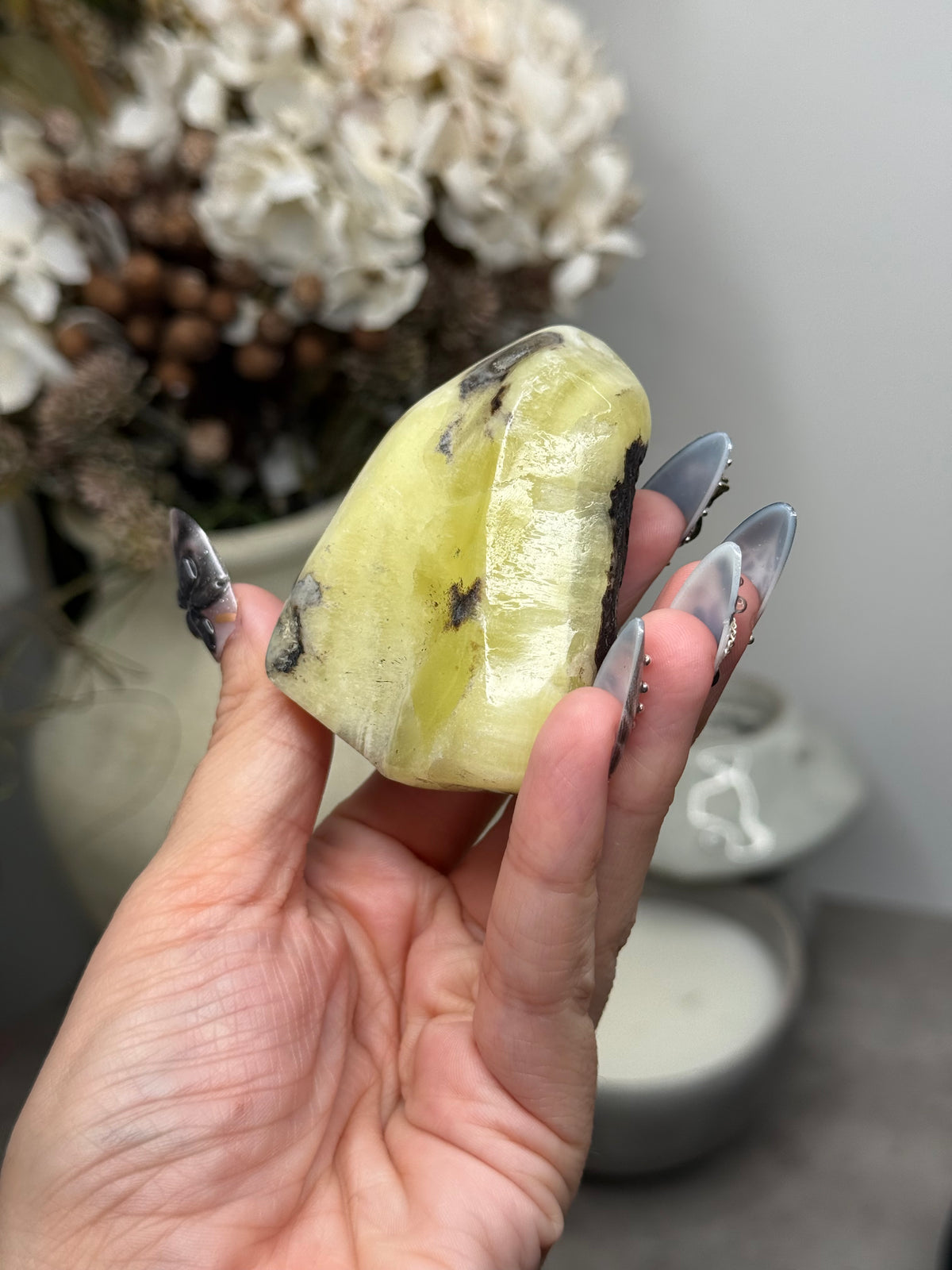 Yellow Aragonite Freeform Crystal Carvings F - Pakistan