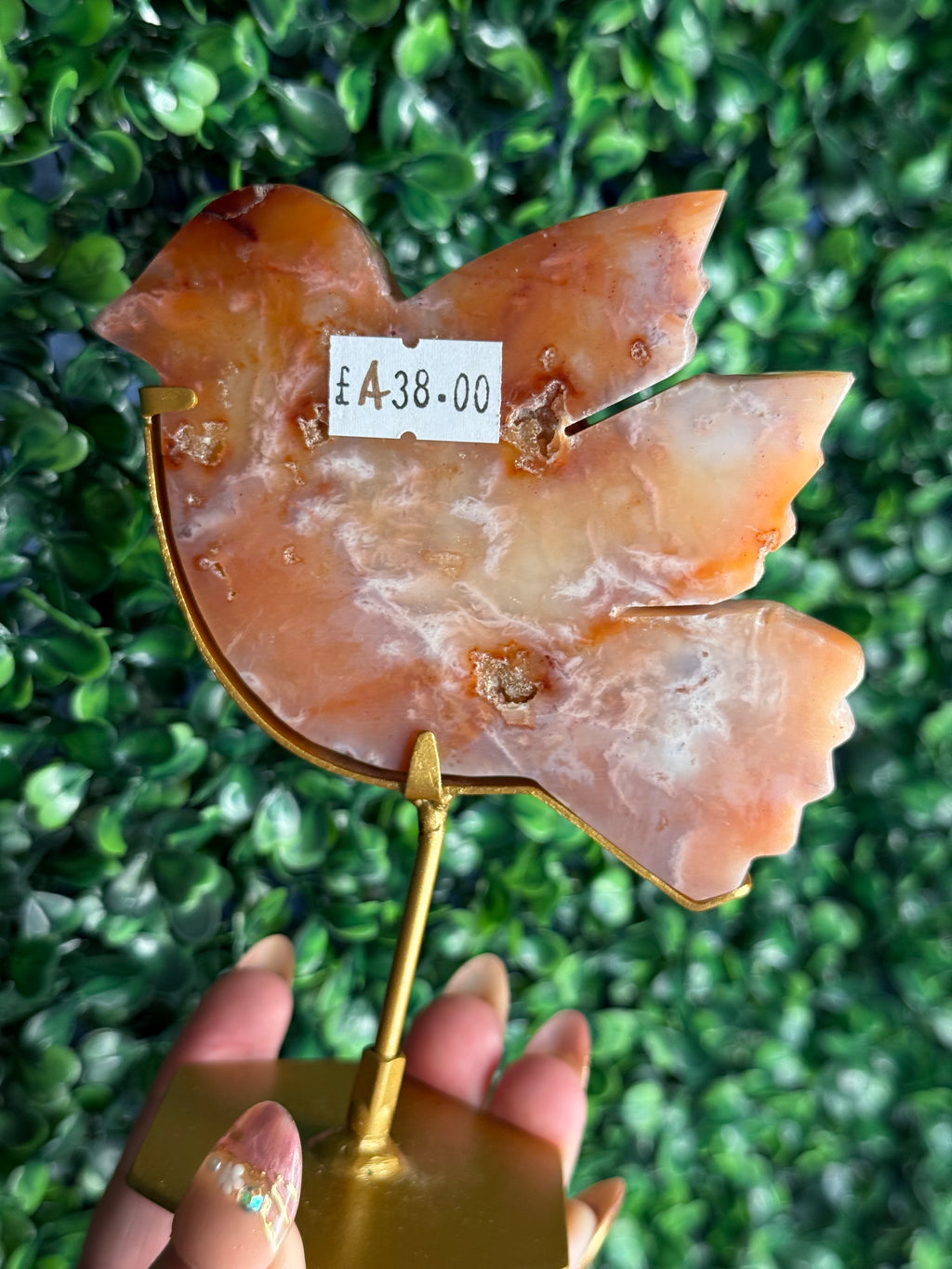 Pink Carnelian Bird Crystal Carving from Indonesia - A
