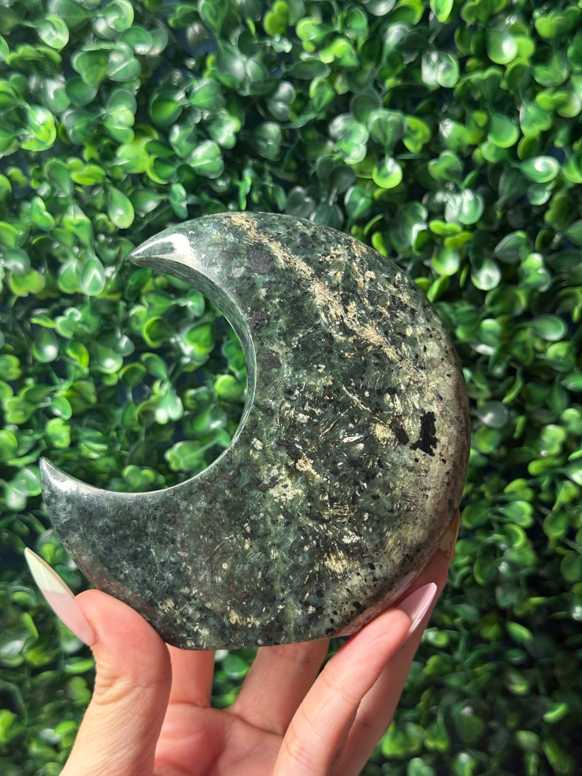Nephrite Standing Moon Crystal Carving - Pakistan - B