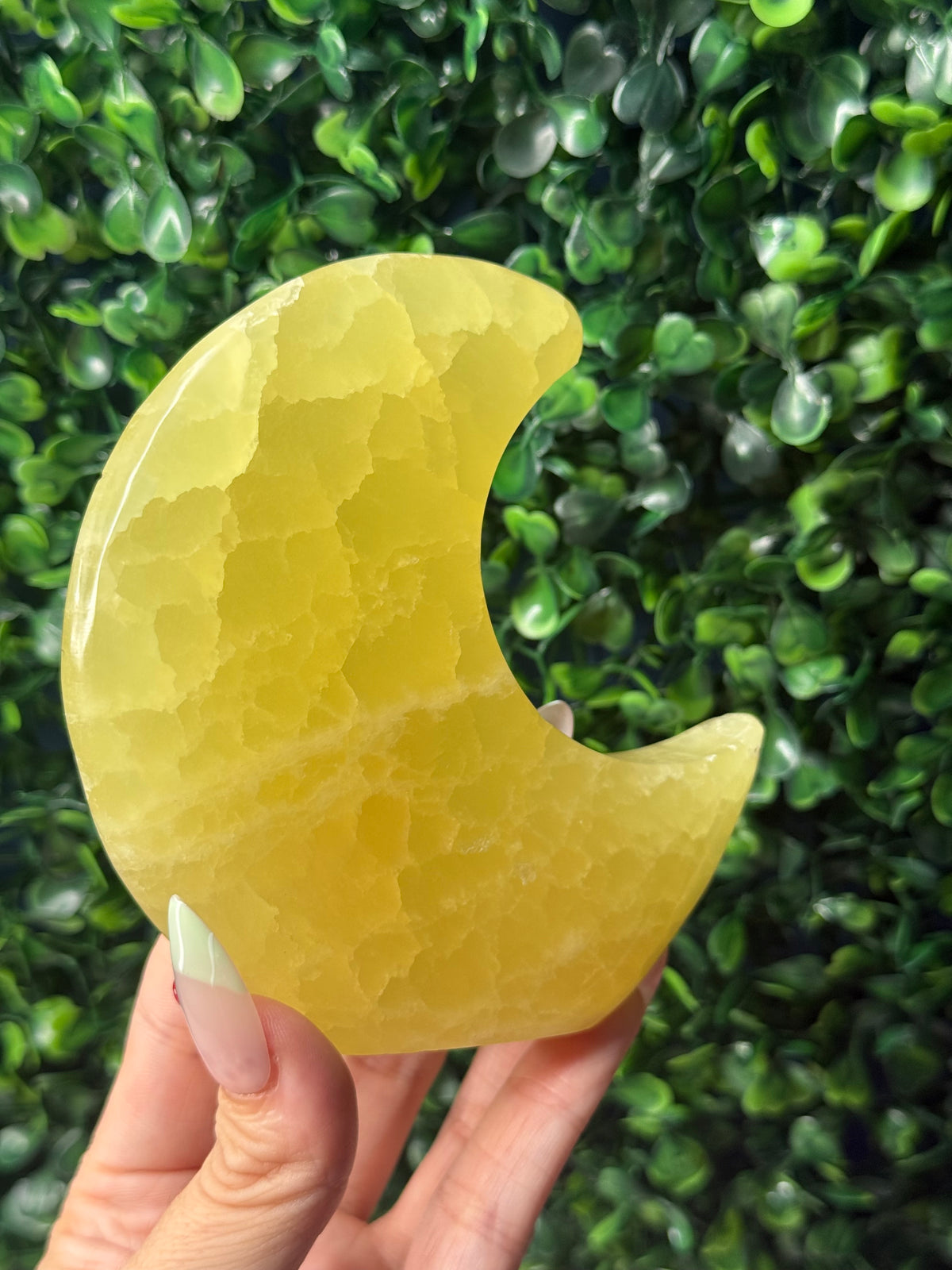 Lemon Calcite Standing Moon Crystal Carving - Pakistan - B - Imperfect
