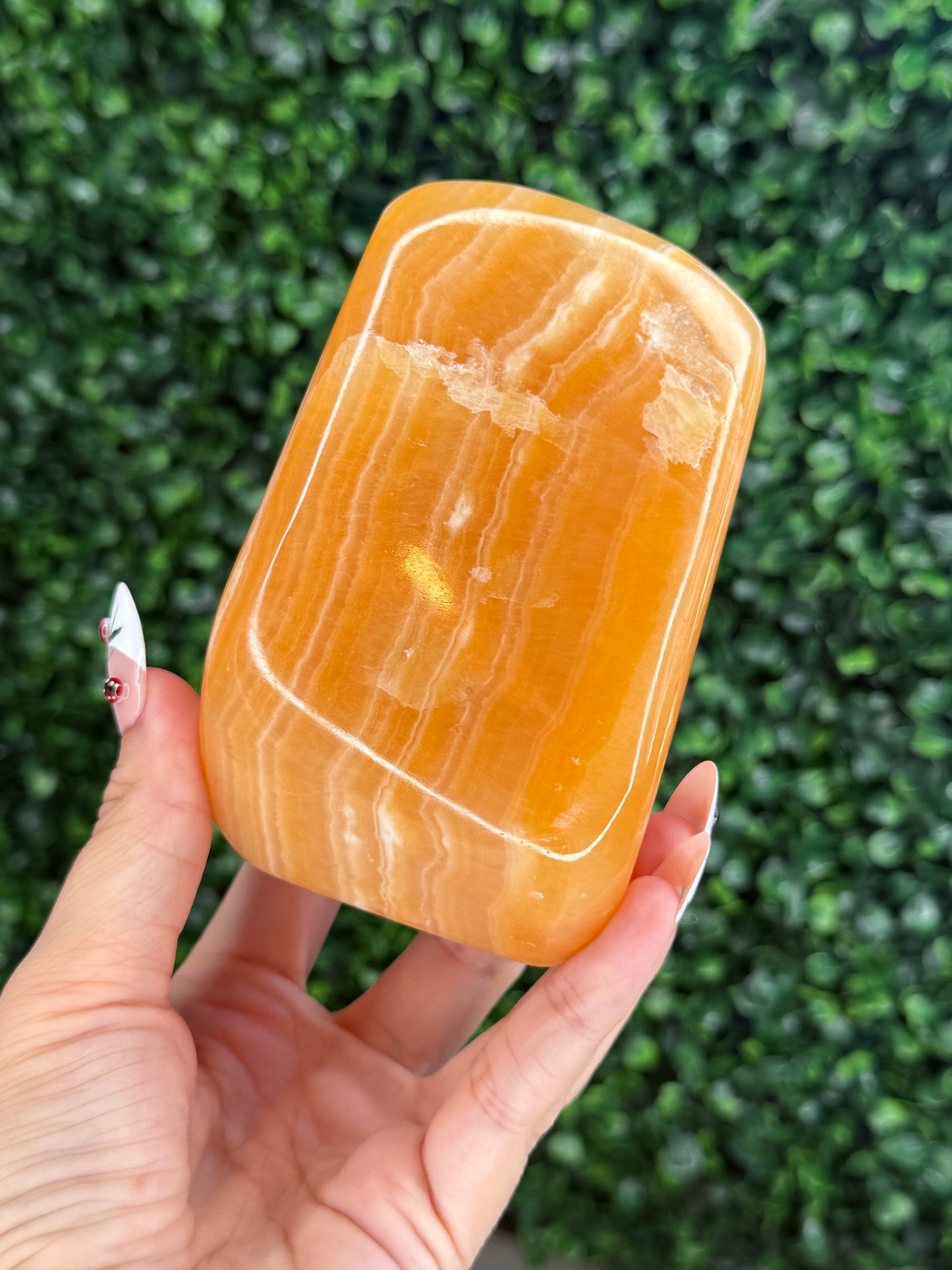 L Orange Calcite Polished Freeform Crystal Carvings from India C 700g