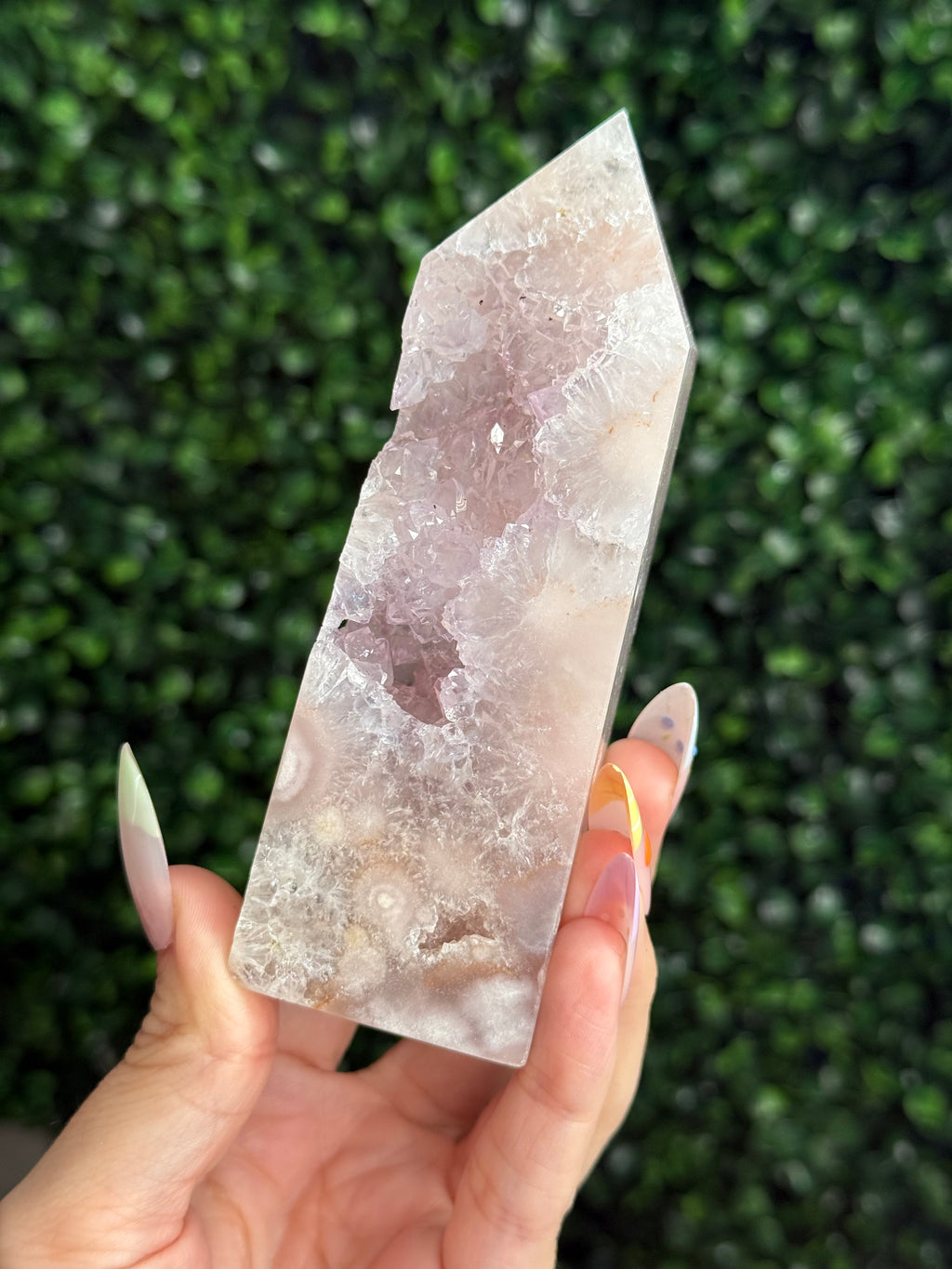 Flower Agate Druzy Tower Crystal Carving A