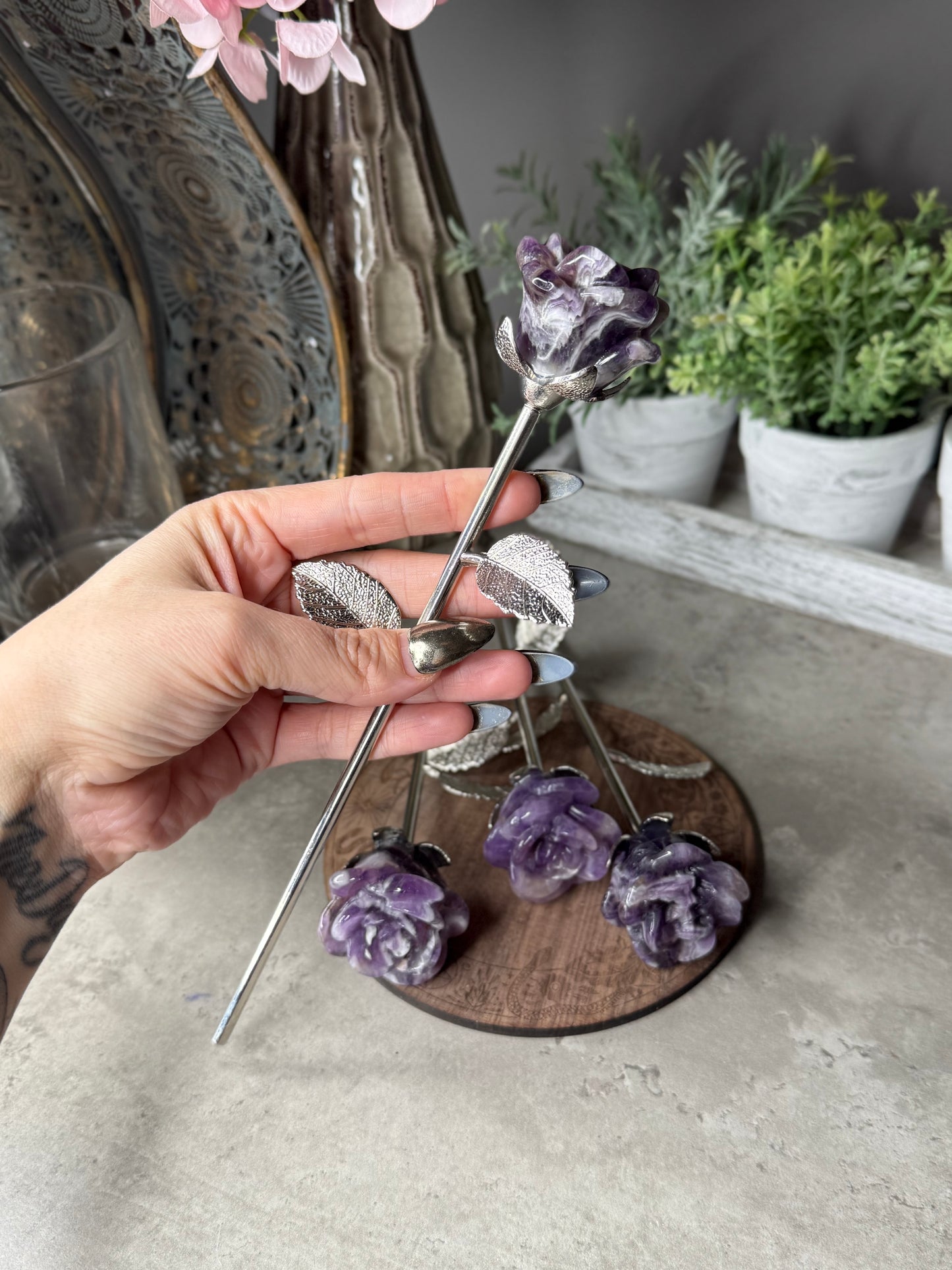 Dream Amethyst Silver Rose