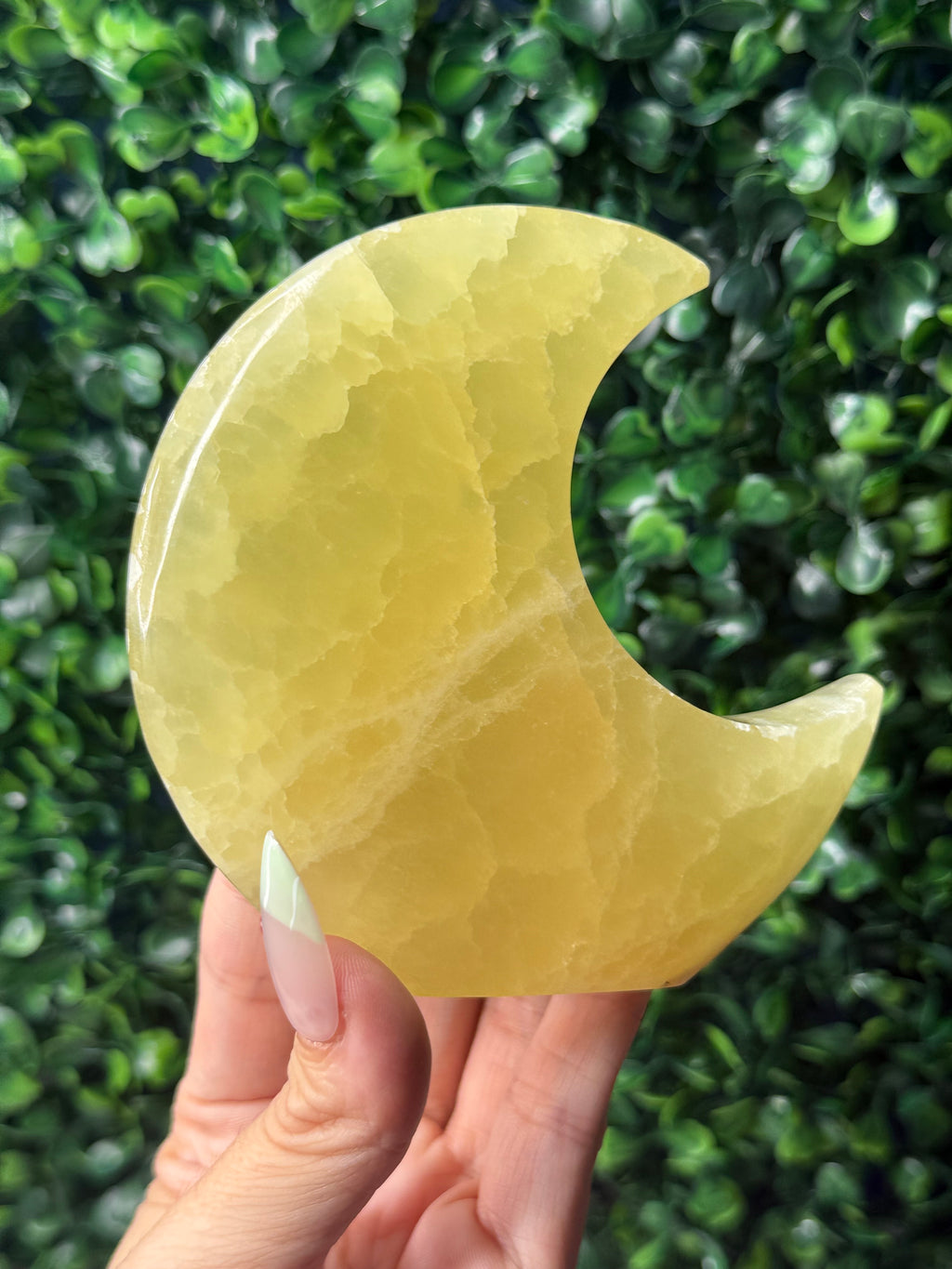 Lemon Calcite Standing Moon Crystal Carving - Pakistan - A - Imperfect