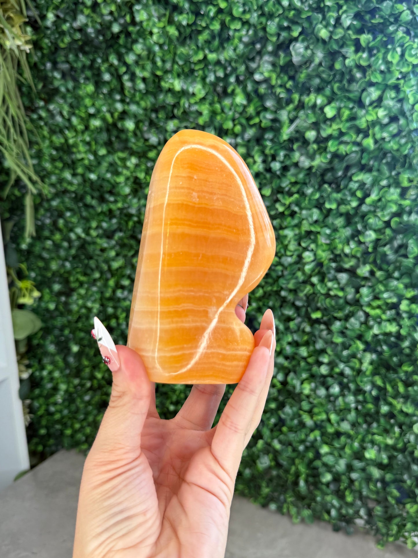 L Orange Calcite Polished Freeform Crystal Carvings from India A 800g