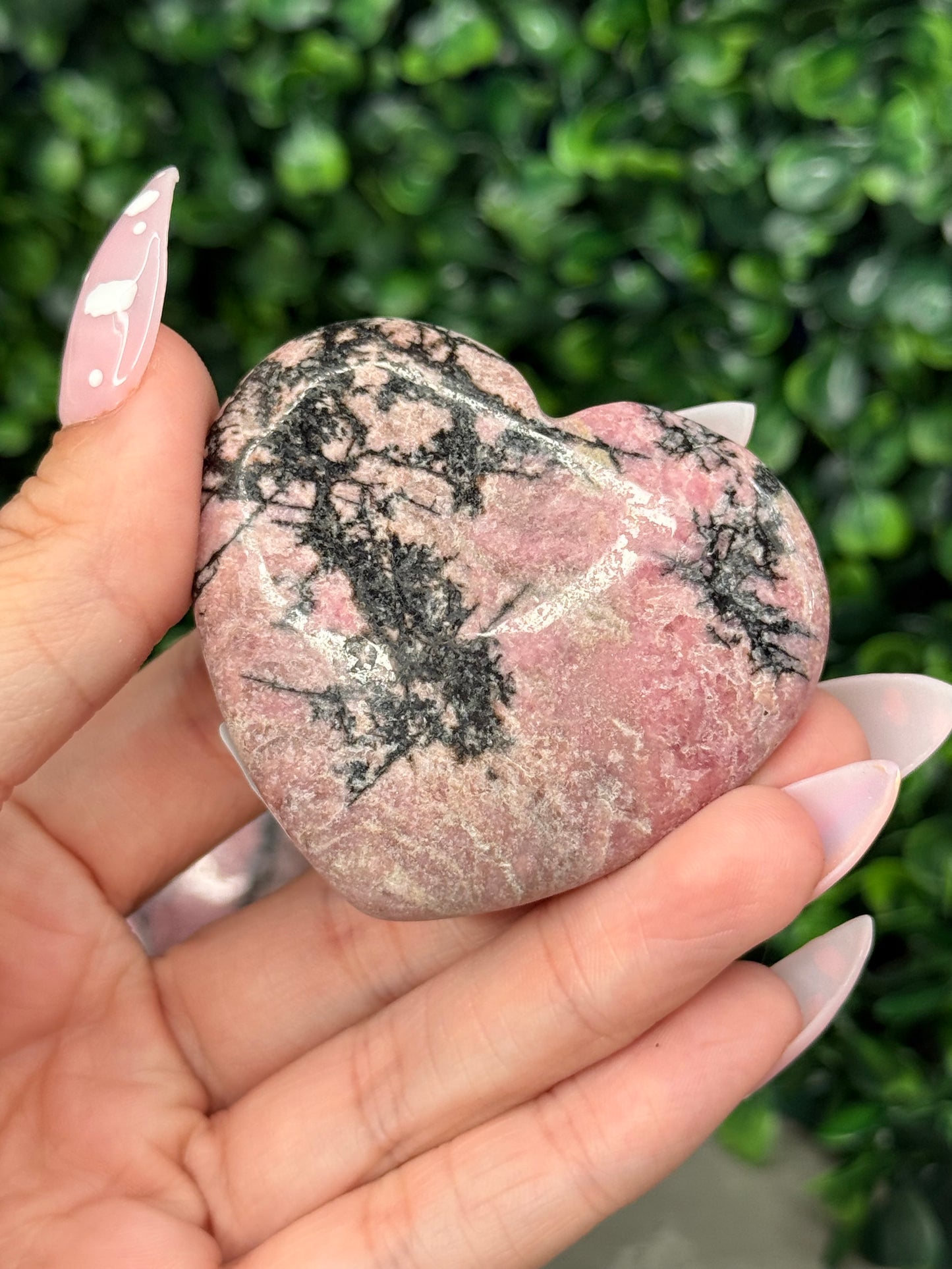 Rhodonite Hearts Crystal Carvings