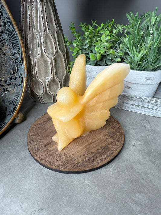 Yellow Calcite Sitting Fairy Crystal Carving