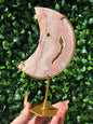 Pink Crazy Lace Agate Moon Crystal Carvings - Indonesia