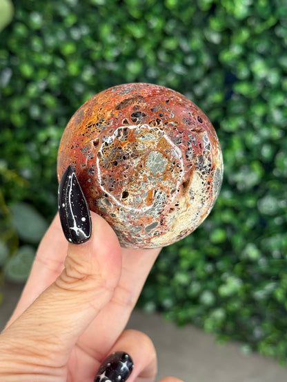Red Marcasite Sphere Crystal carving O - Indonesia