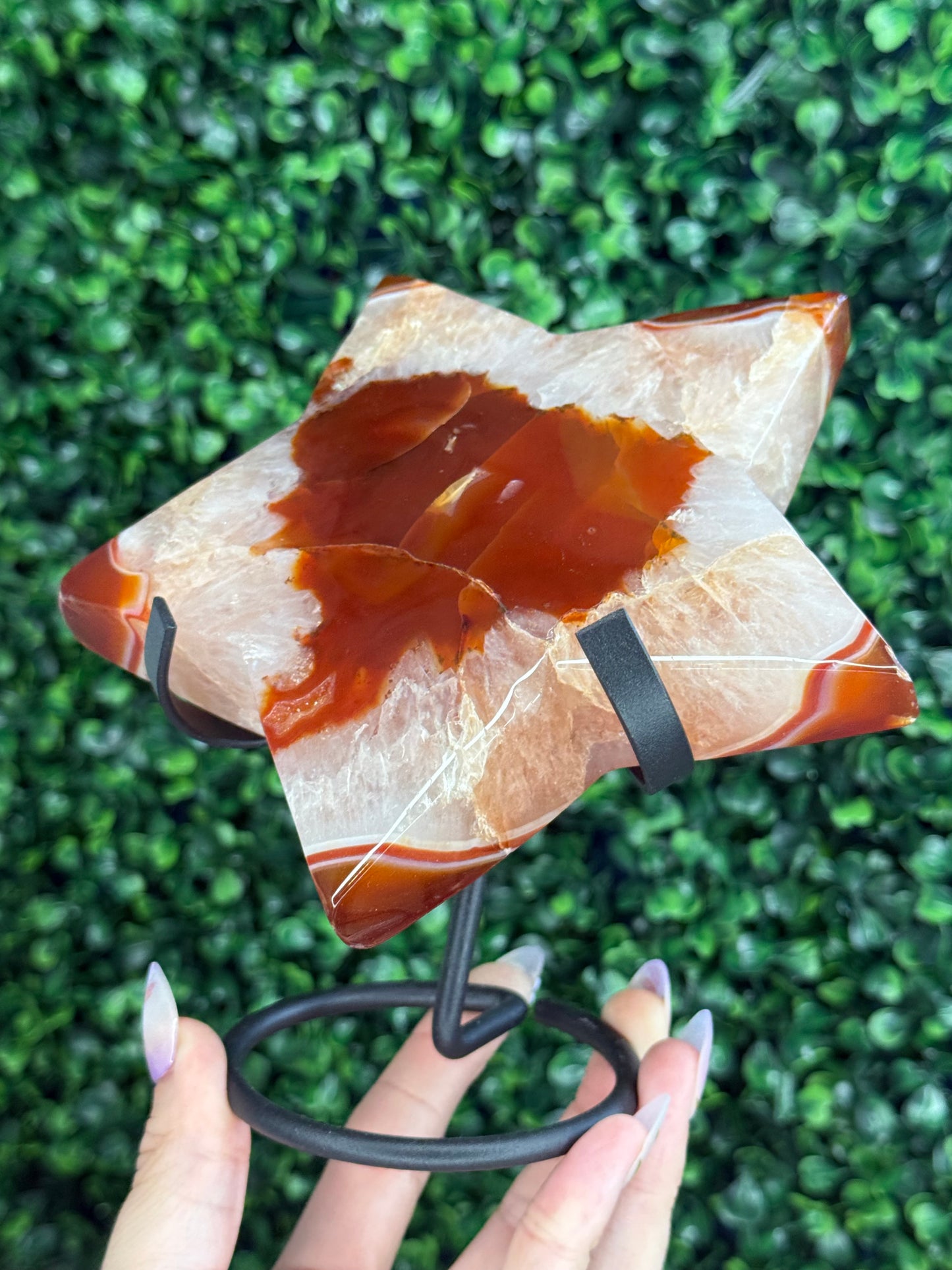 Large Red Agate Star with Stand - 700g
