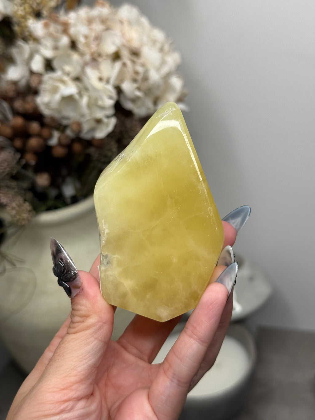Yellow Aragonite Freeform Crystal Carvings I - Pakistan