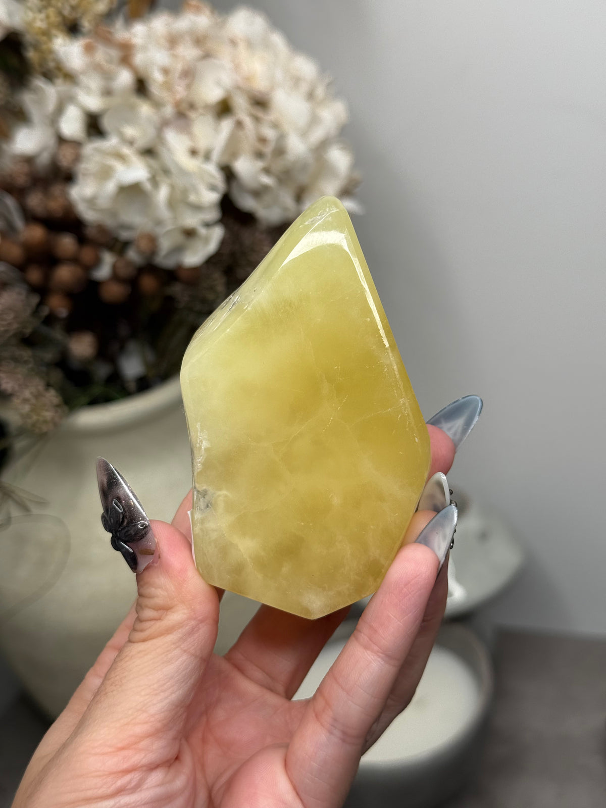 Yellow Aragonite Freeform Crystal Carvings I - Pakistan