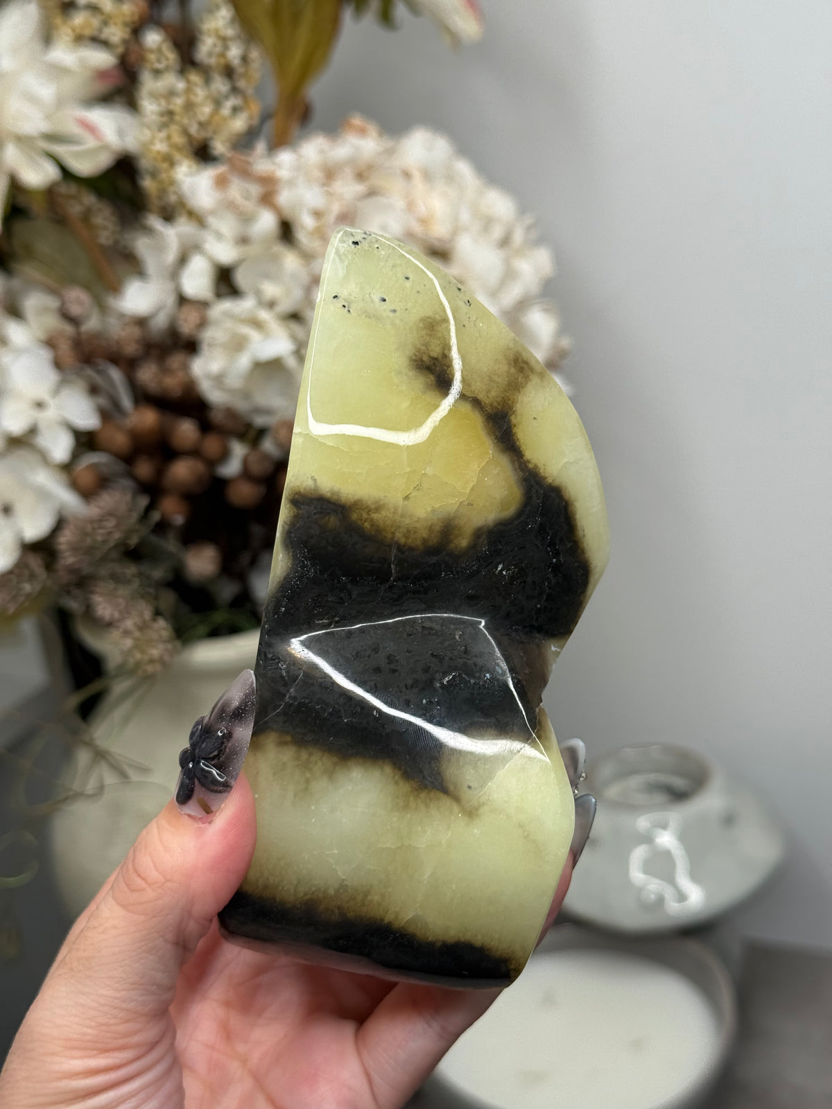 Yellow Aragonite Freeform Crystal Carvings M - Pakistan