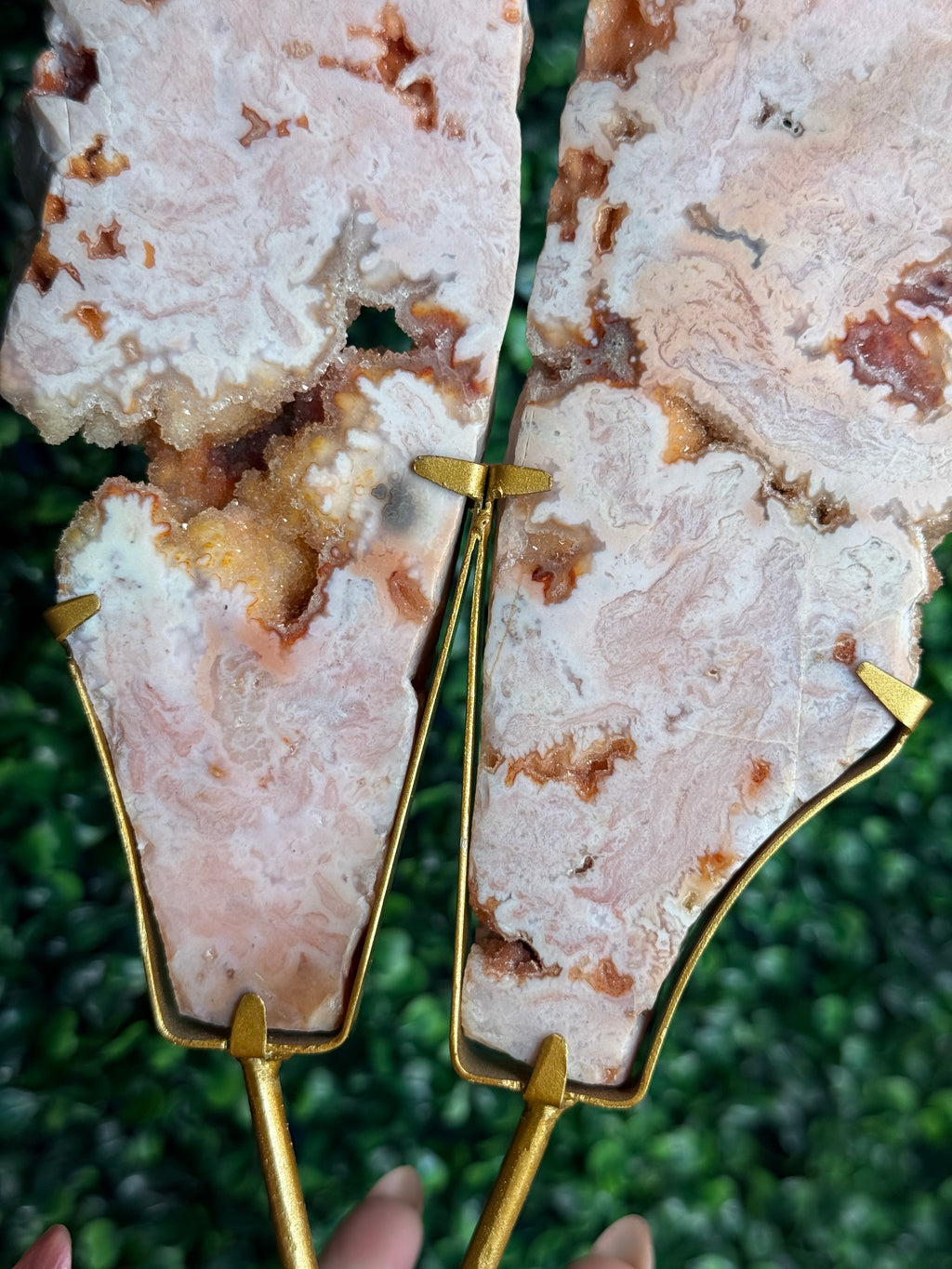 Rare Pink Carnelian Agate Slab Pair from Indonesia A