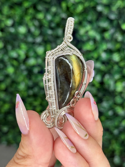 Wire Wrapped Labradorite Pendant from Indonesia