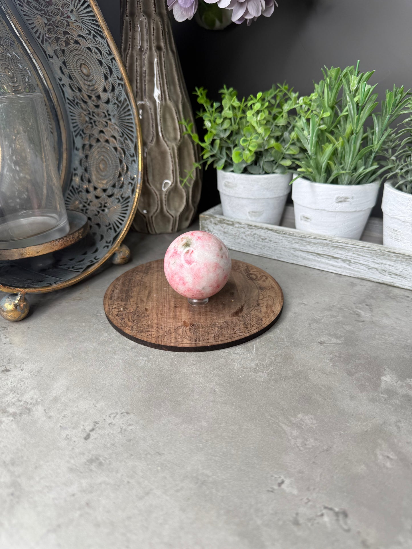 Pink Zoisite Crystal Sphere uv reactive