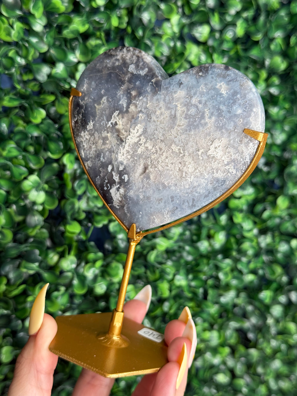Blue Plume Agate Heart Crystal Carving from Indonesia I