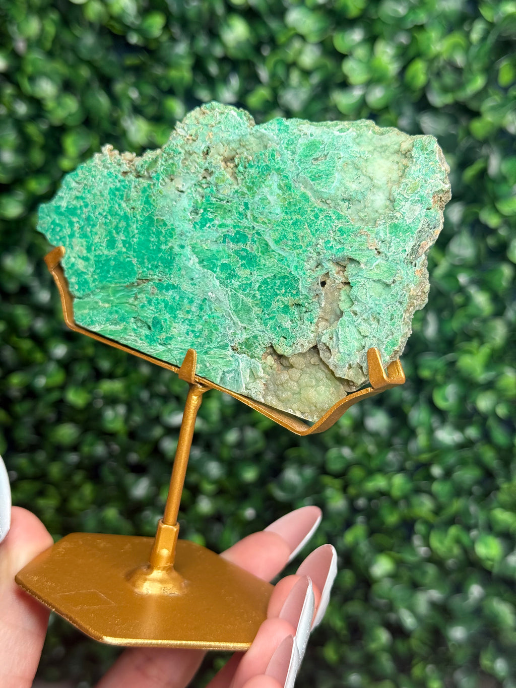 Smithsonite With Chrysocolla Slab with Stand Crystal Carving - Indonesia - B
