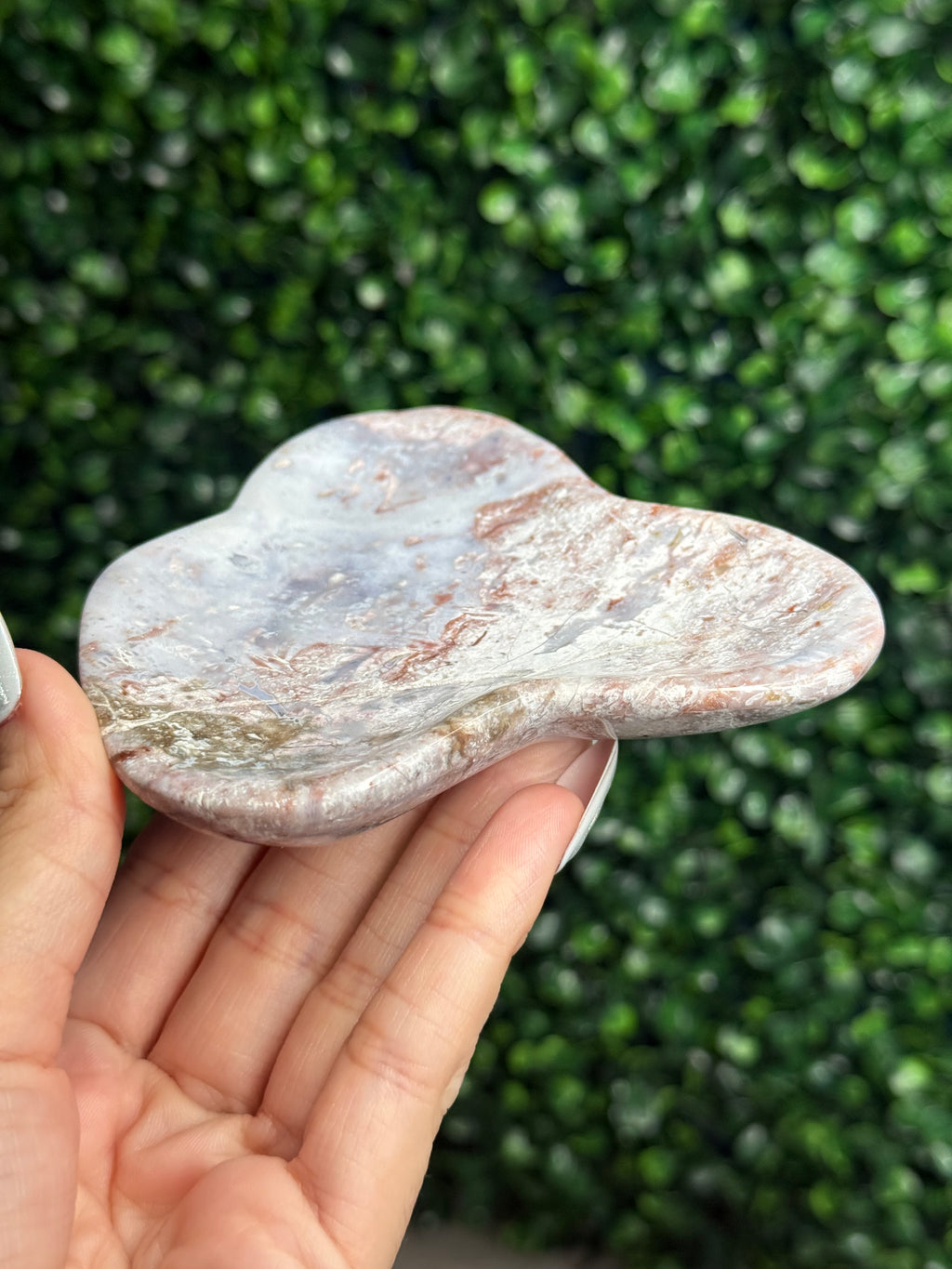 Pink & Purple Petrified Wood Bowl Trays Crystal Carvings - E