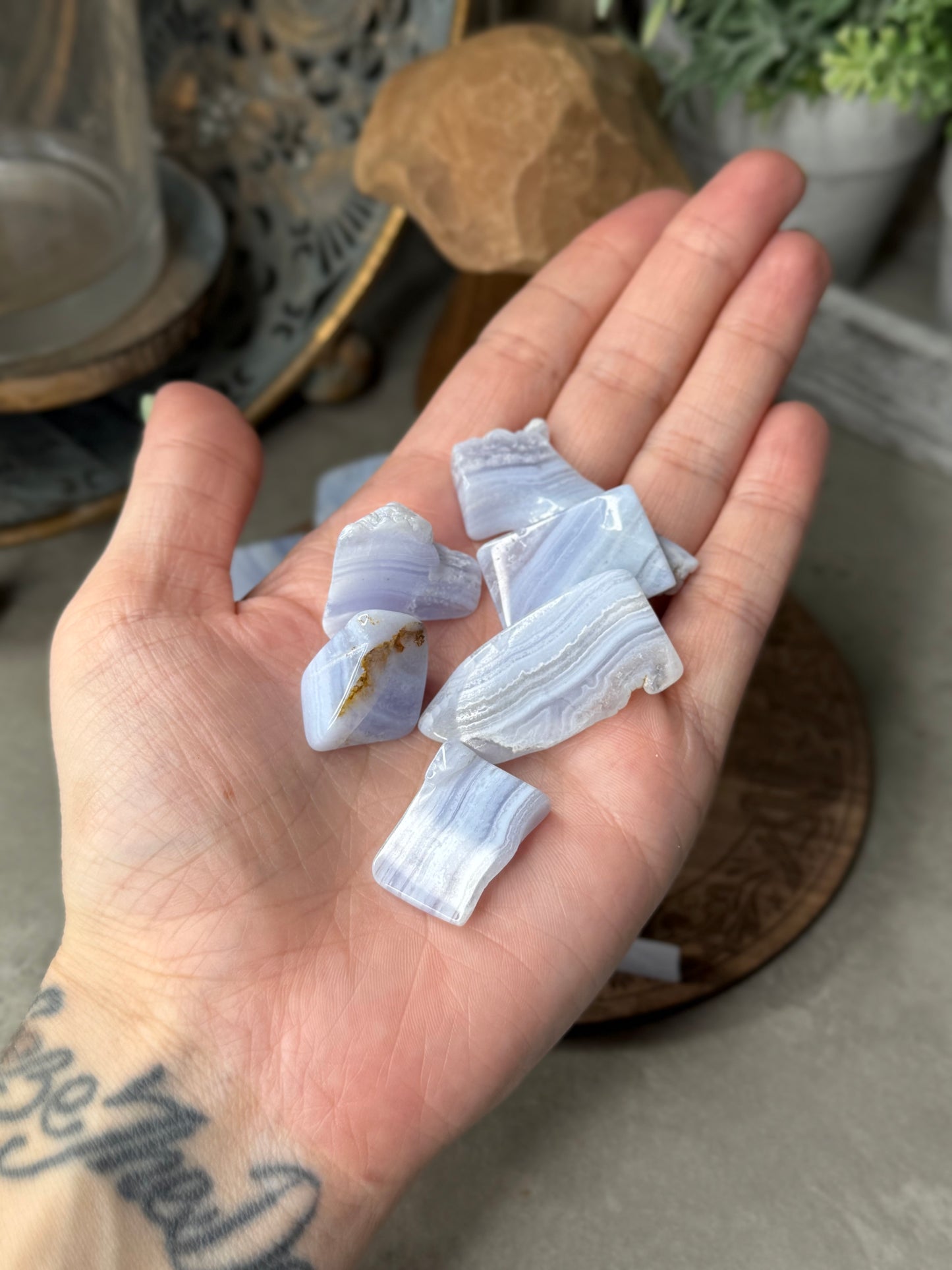 Blue Lace Agate Crystal Chips