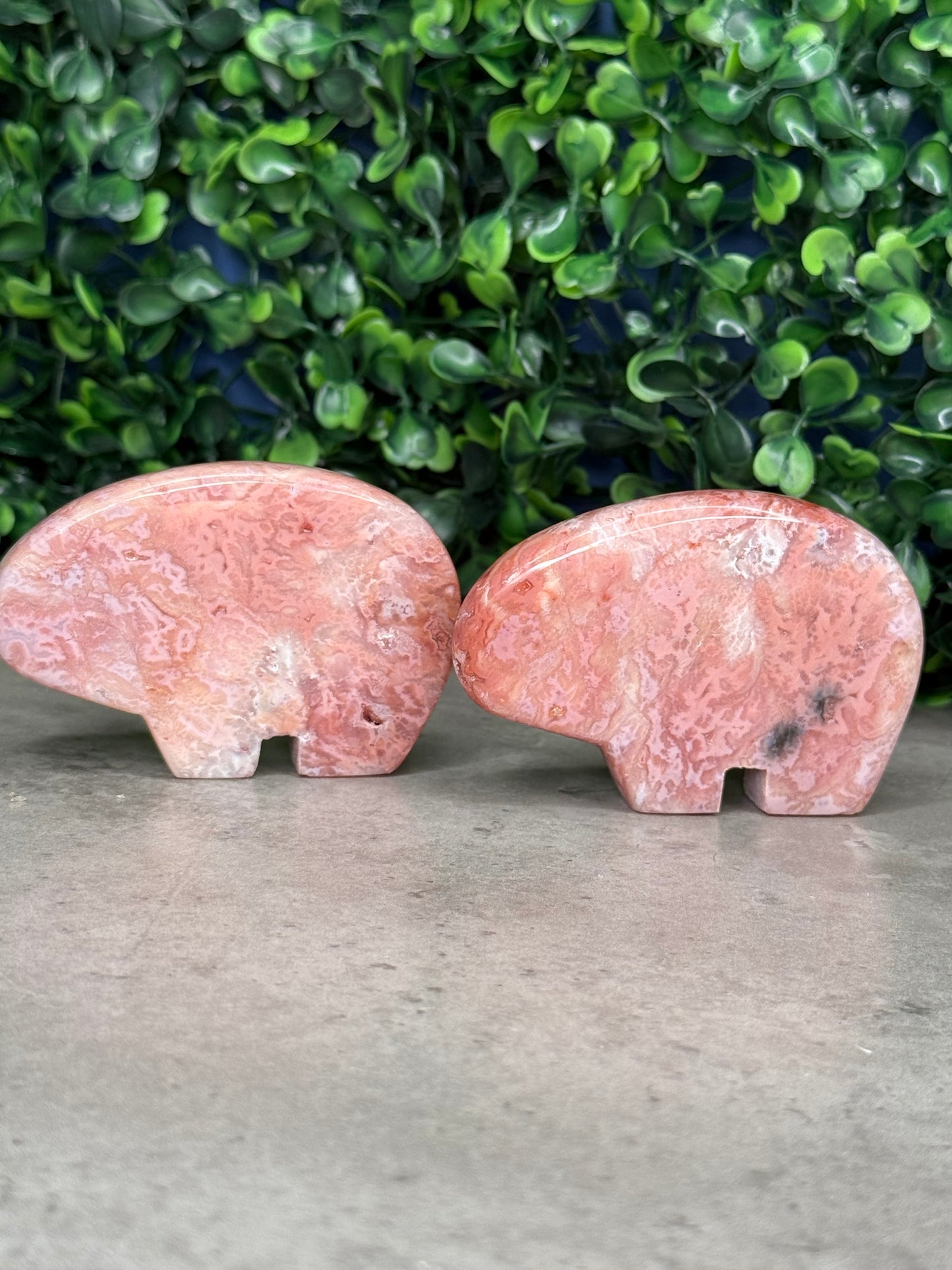 Pink Carnelian Bear Crystal Carvings