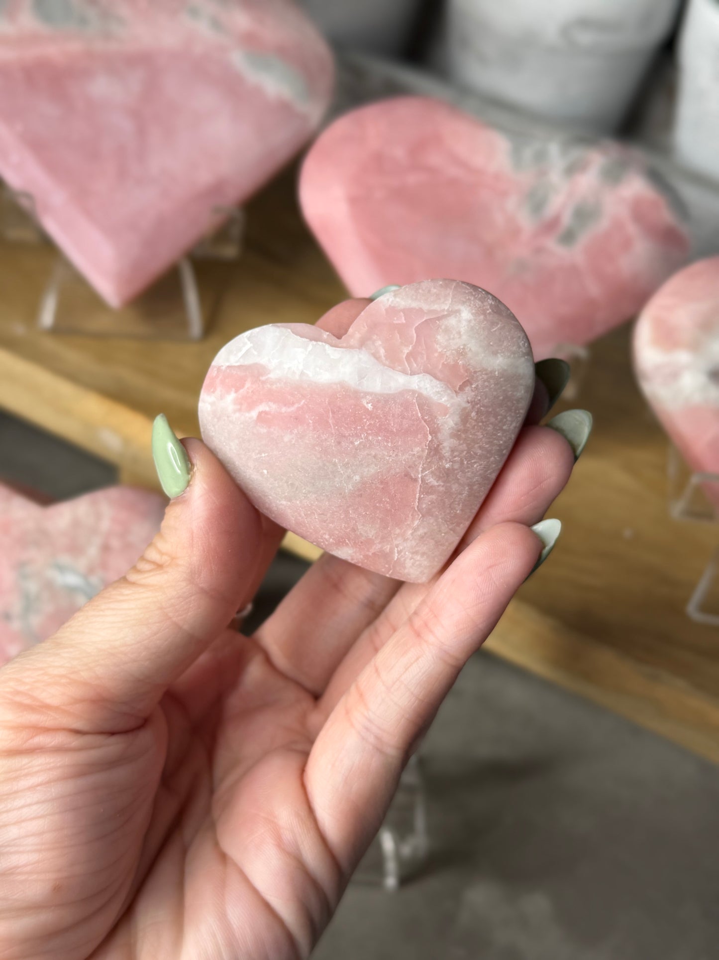 Pink Opal Crystal Hearts