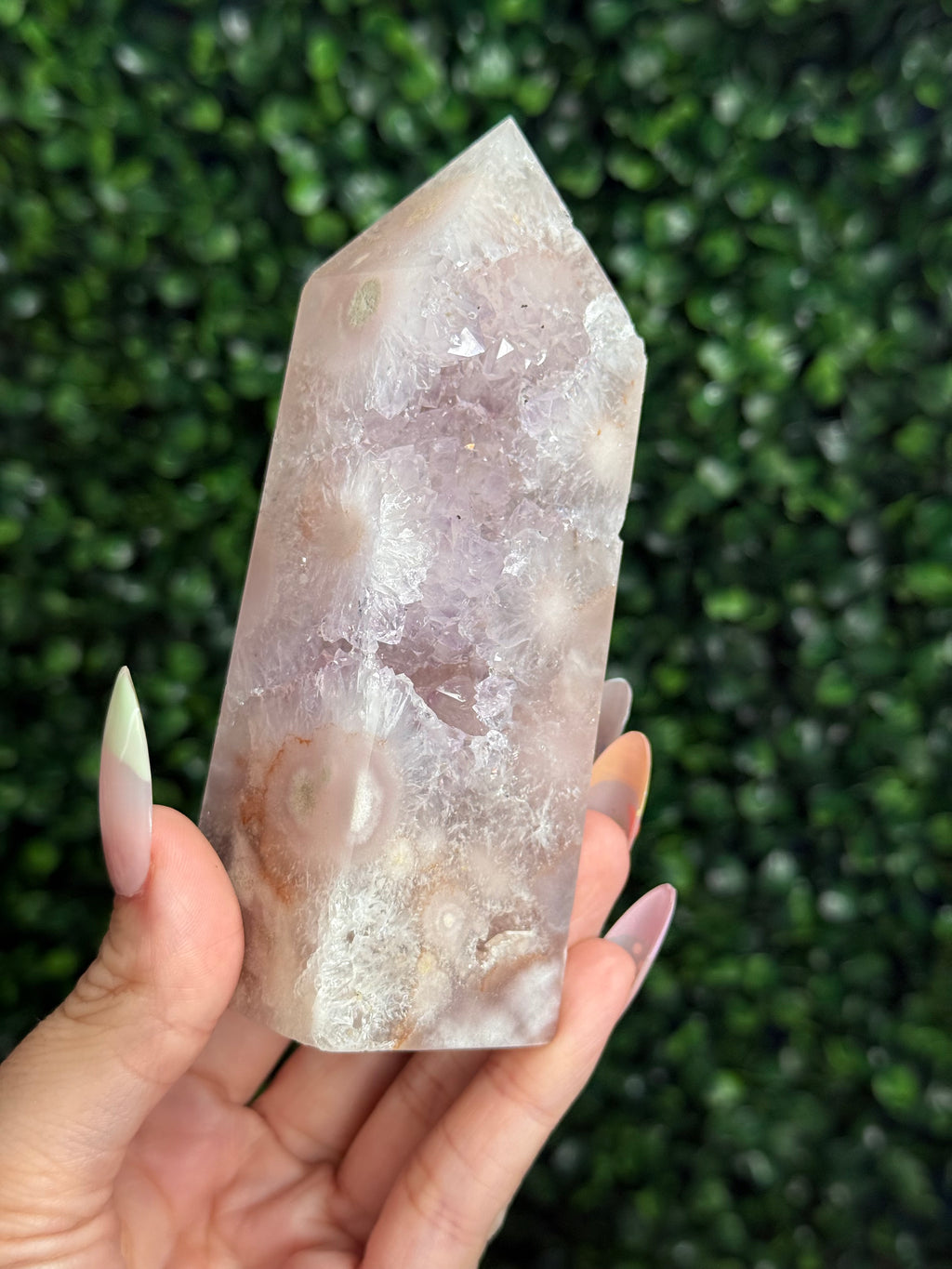 Flower Agate Druzy Tower Crystal Carving A