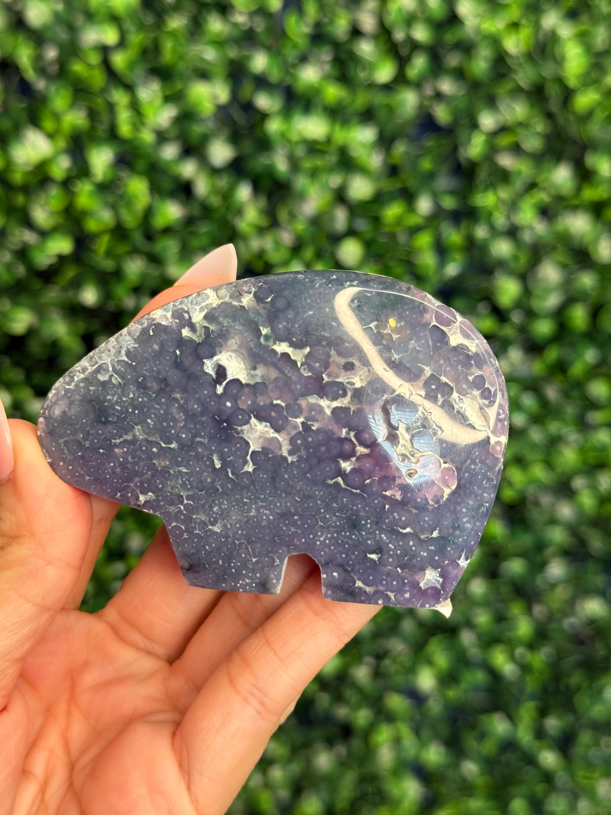 Grape Agate Bear Crystal Carvings from Indonesia B