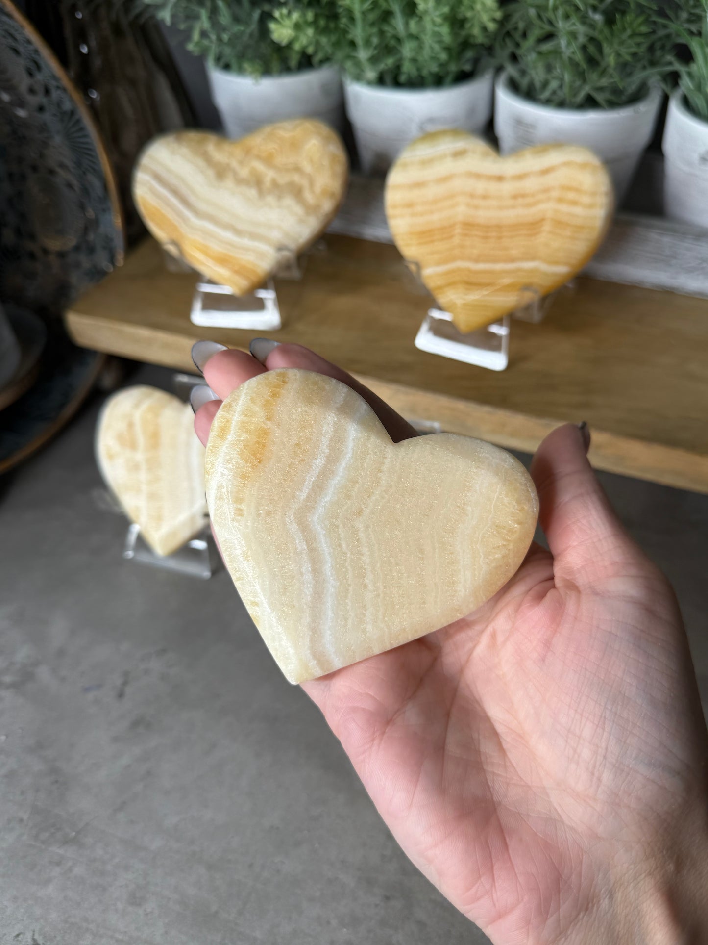 Yellow Calcite Hearts