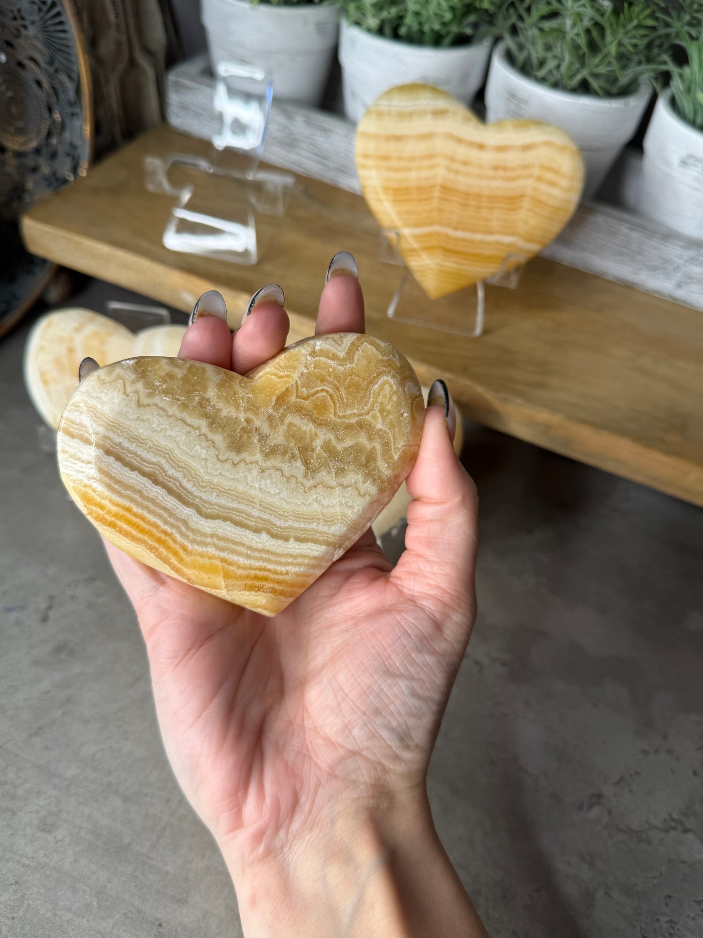 Yellow Calcite Hearts