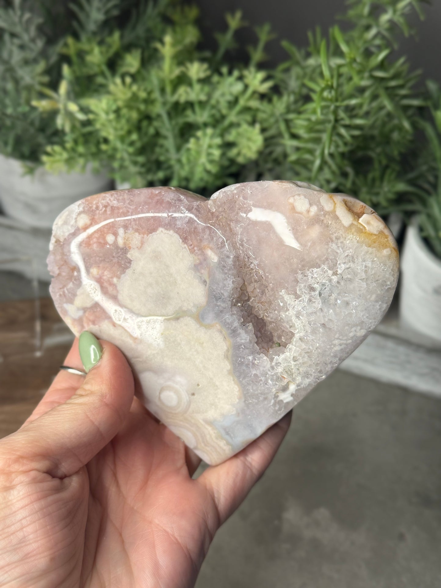 Druzy Pink Amethyst Crystal Heart