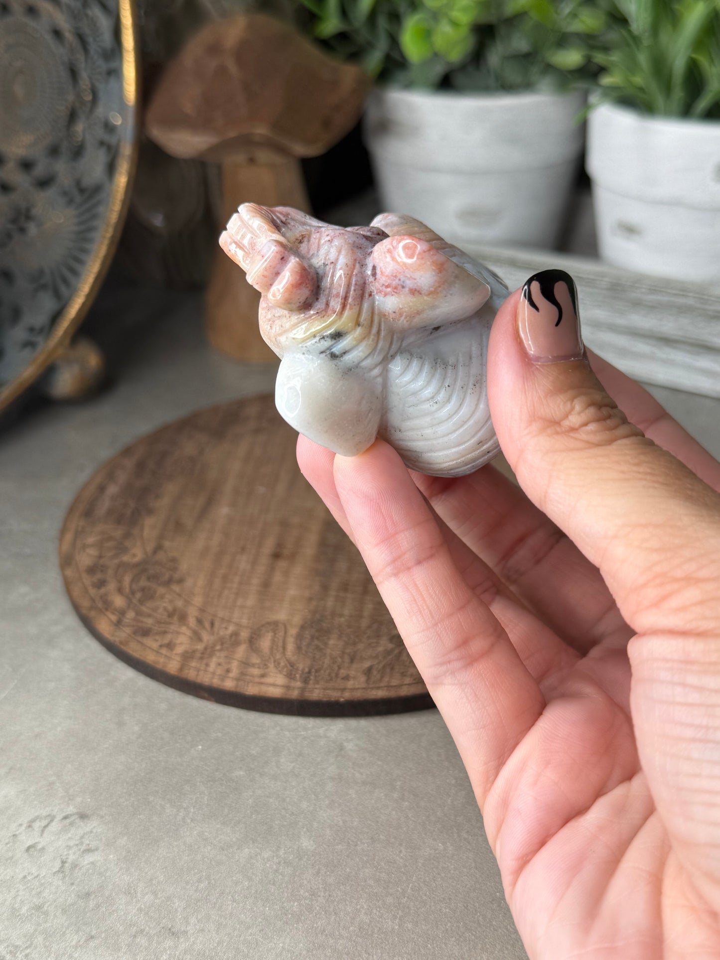 Ocean Jasper Hand Carved Elephant Crystal Carving