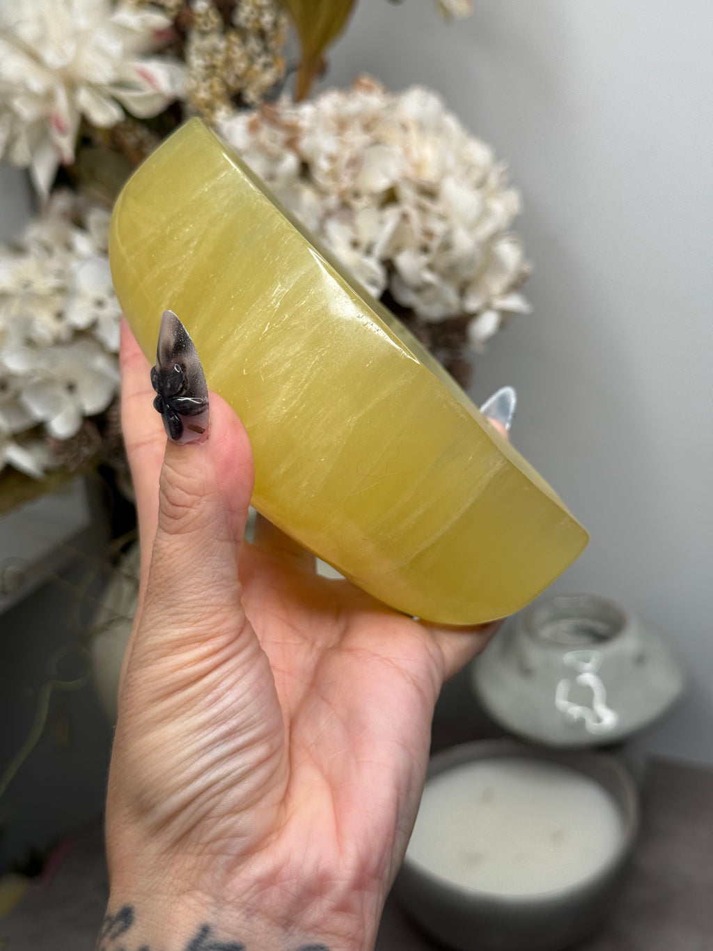 Lemon Calcite Large Bowl Crystal Carving B - Pakistan