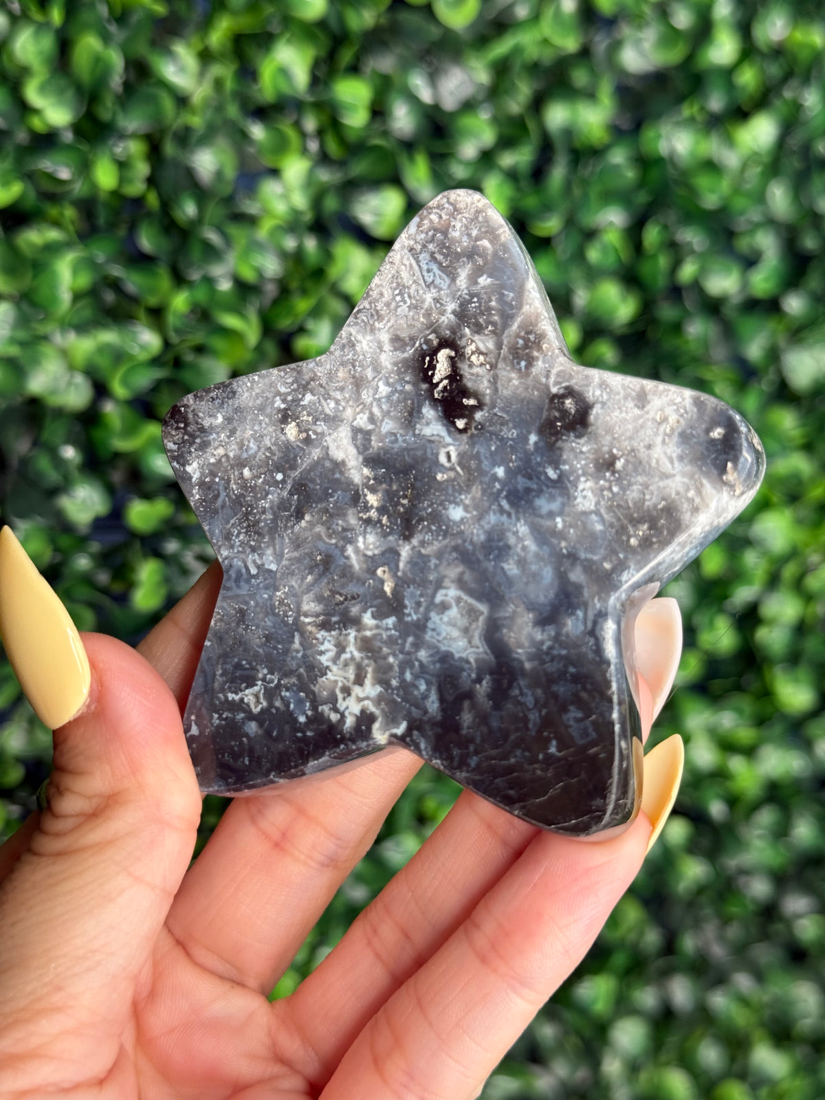 Blue Plume Agate Star Crystal Carving from Indonesia P