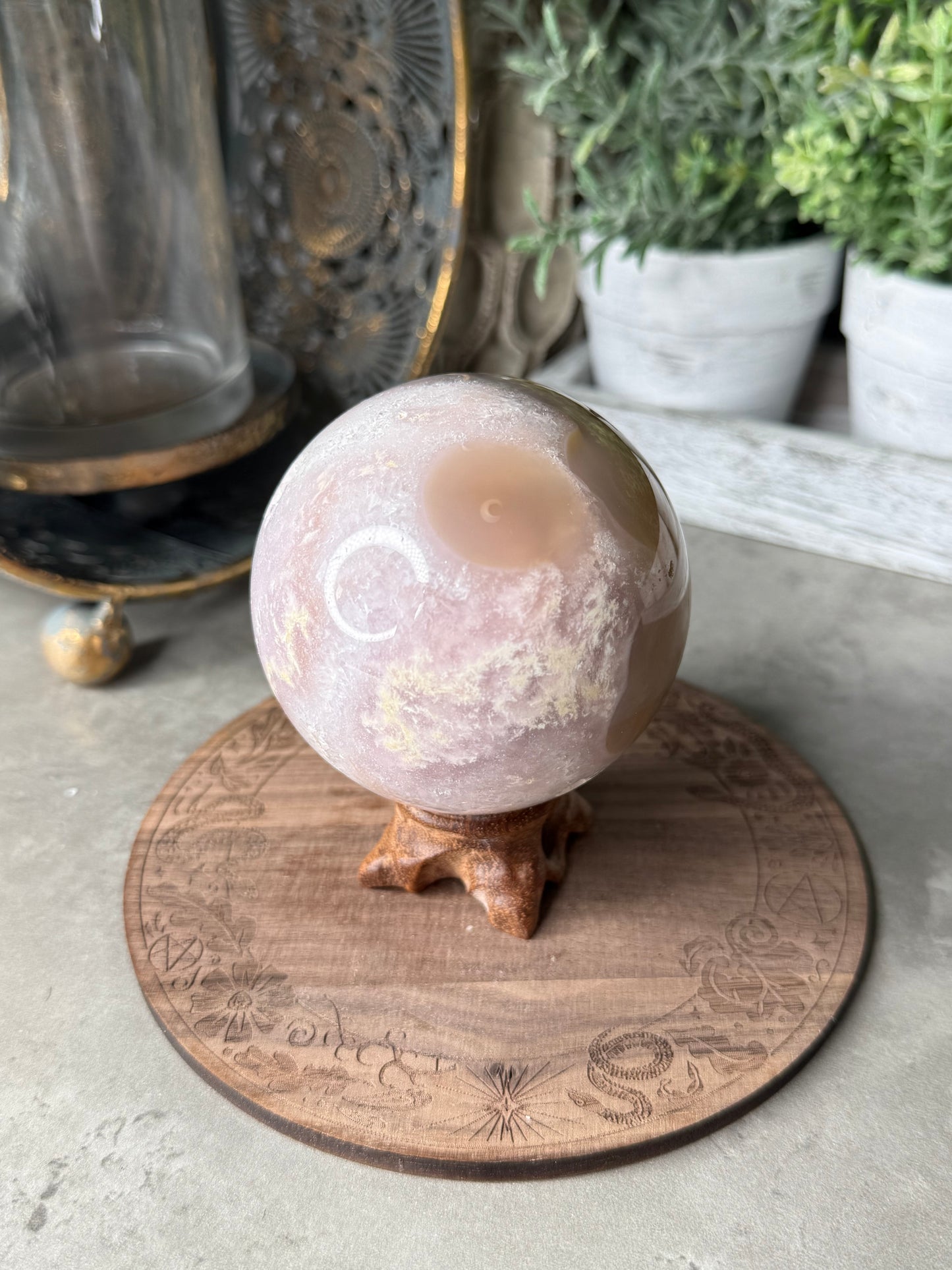 Pink Amethyst and Agate Sphere