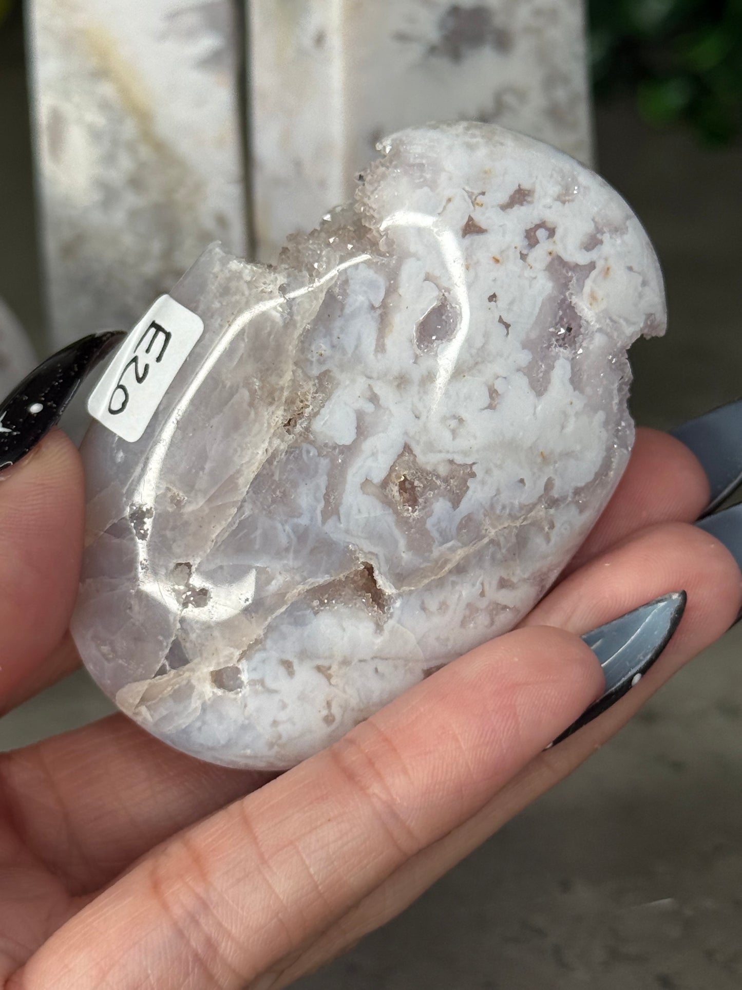 White Plume Agate with Amethyst Druzy from Closed Mine Crystal Carvings