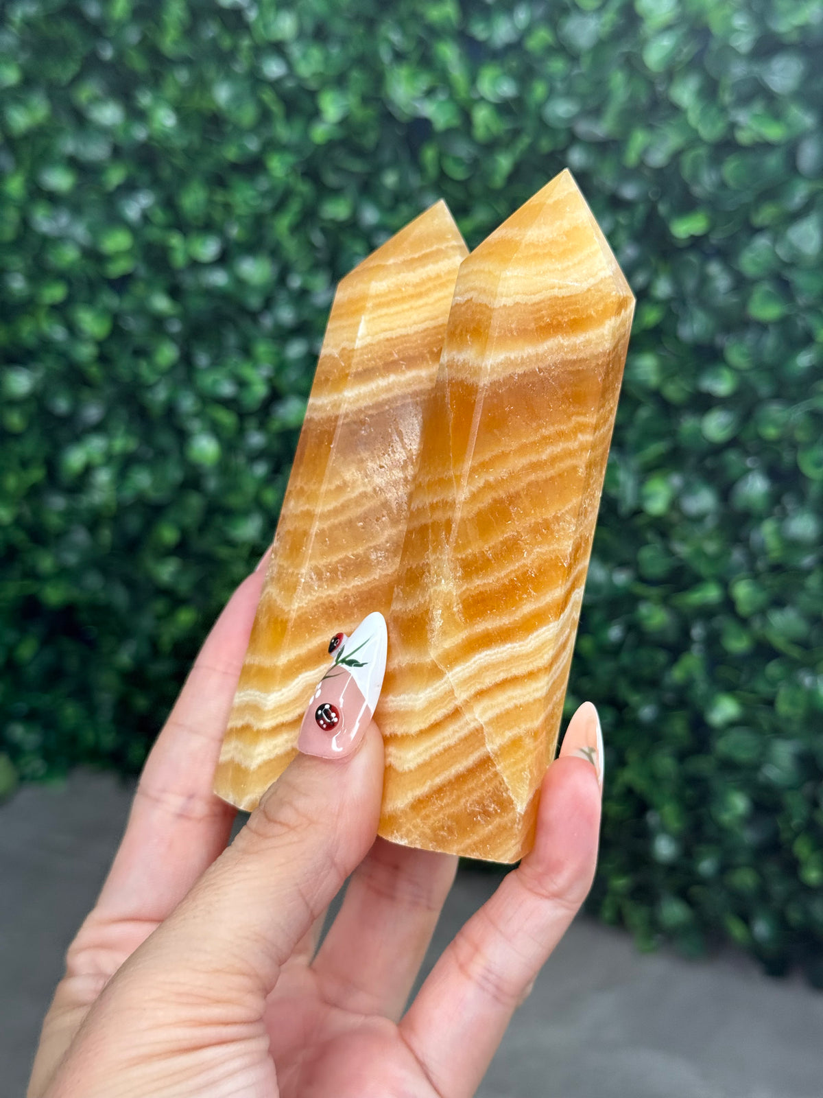 Orange Calcite Towers Crystal Carvings