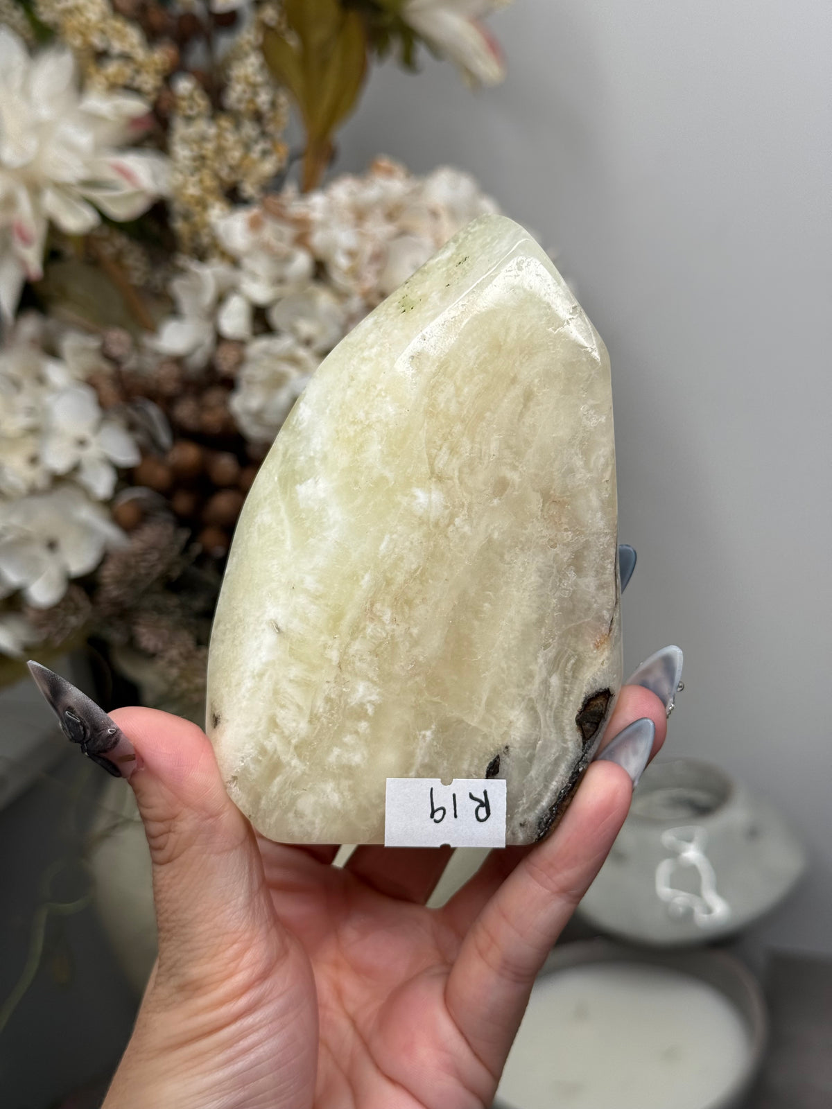 Yellow Aragonite Freeform Crystal Carvings R - Pakistan