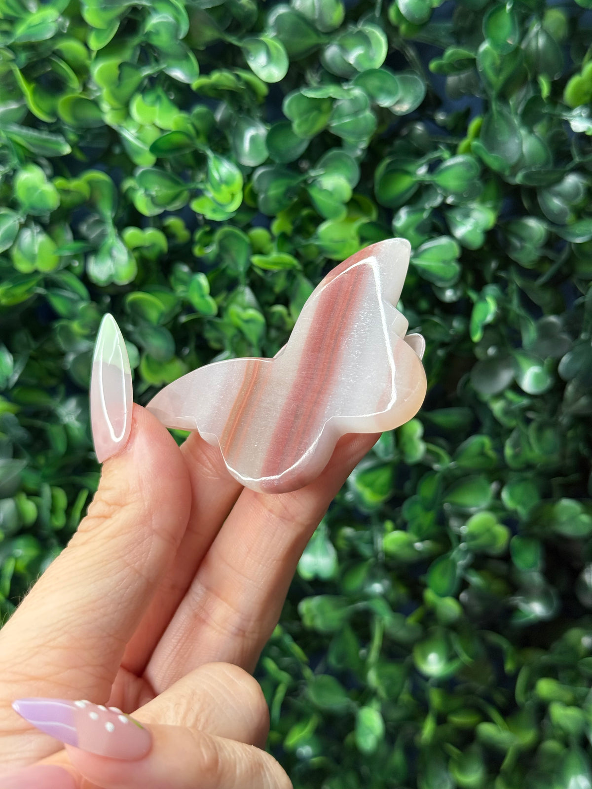 Pink Banded Onyx Mini Butterfly Crystal Carvings - Pakistan