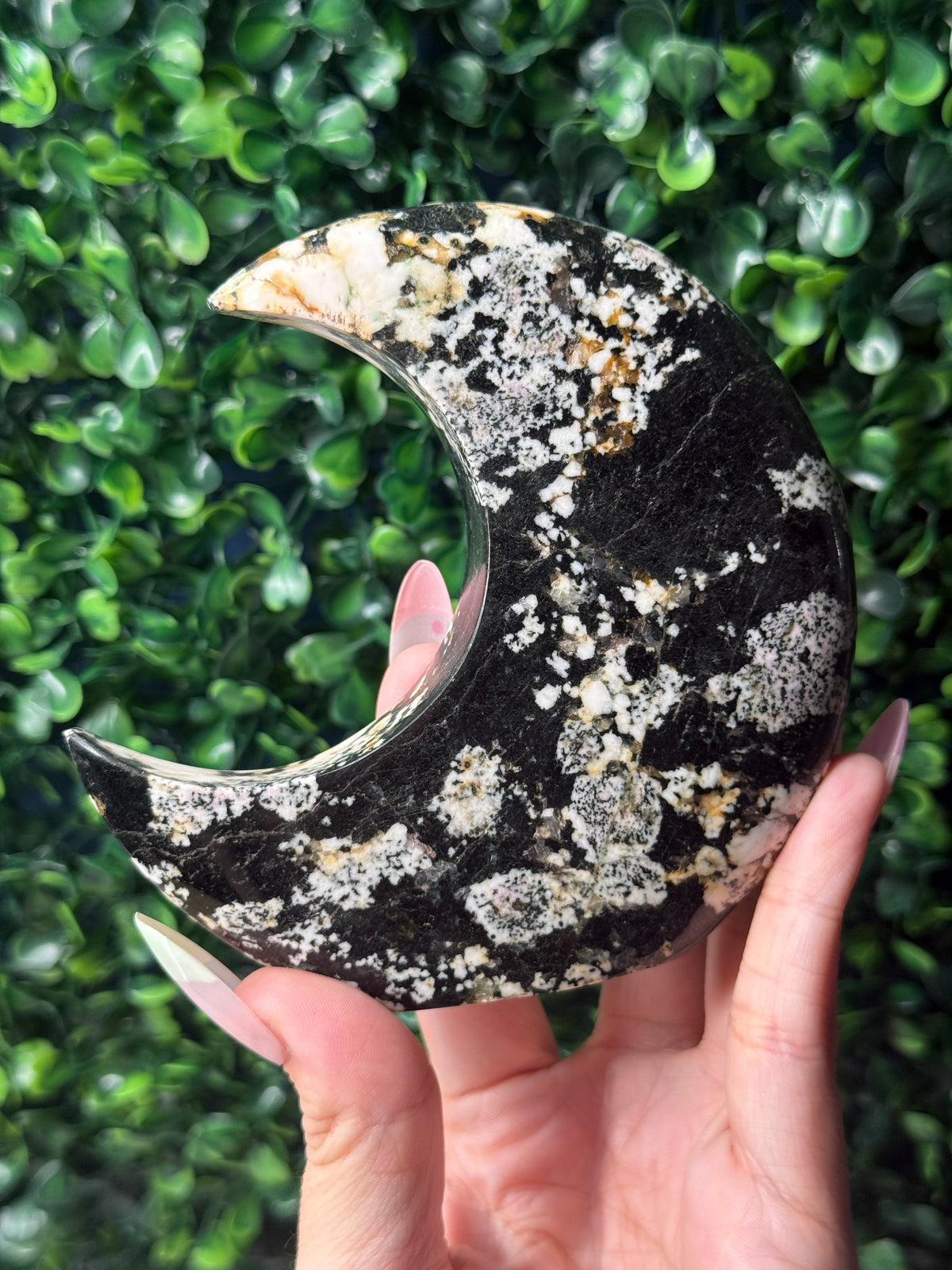 Snowflake Obsidian Standing Moon Crystal Carving - Pakistan - A