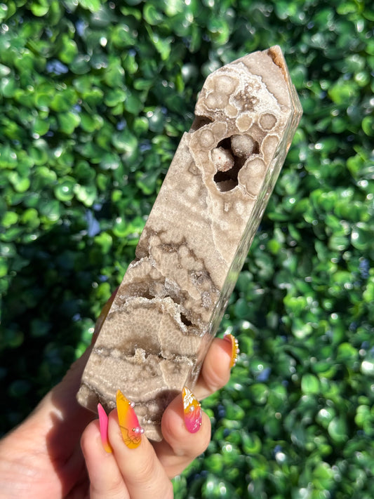 Chocolate Ocean Jasper Druzy Crystal Tower - Indonesia