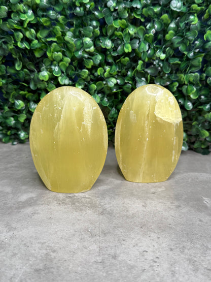 Lemon Calcite Rounded Freeform Crystal Carvings from Pakistan