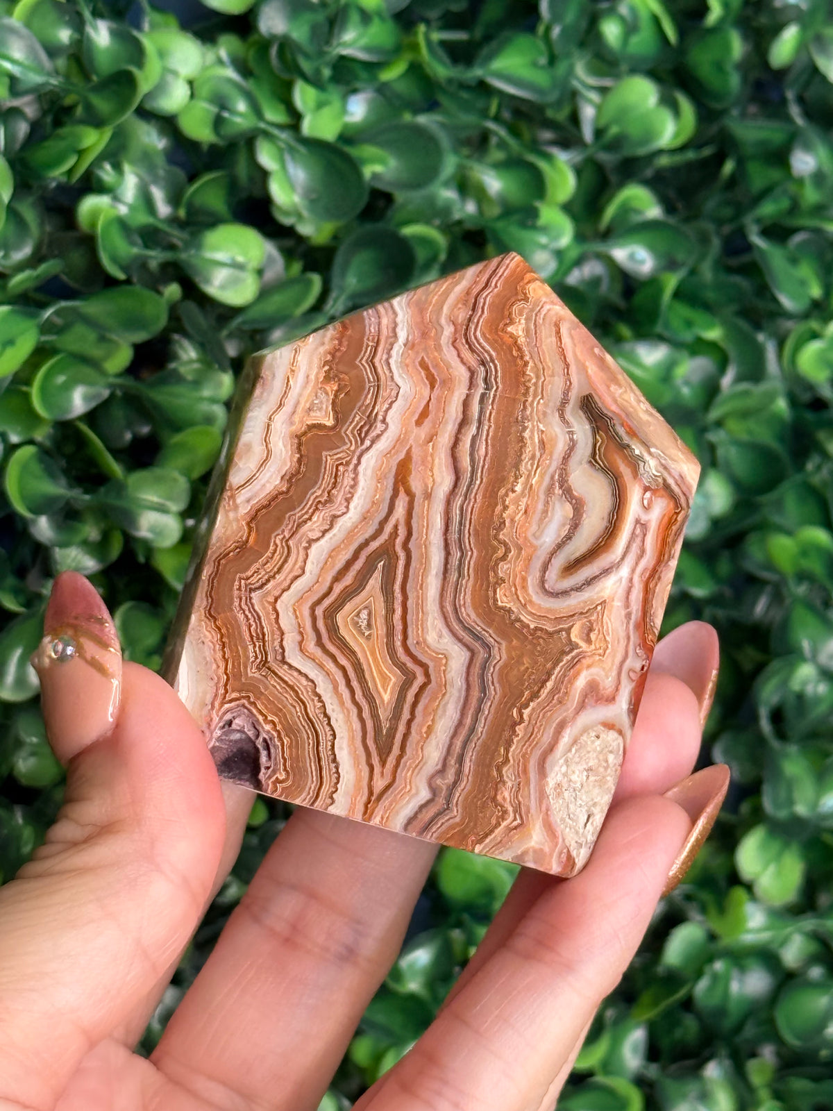 Pink Crazy Lace Agate Domino Tower from Indonesia D