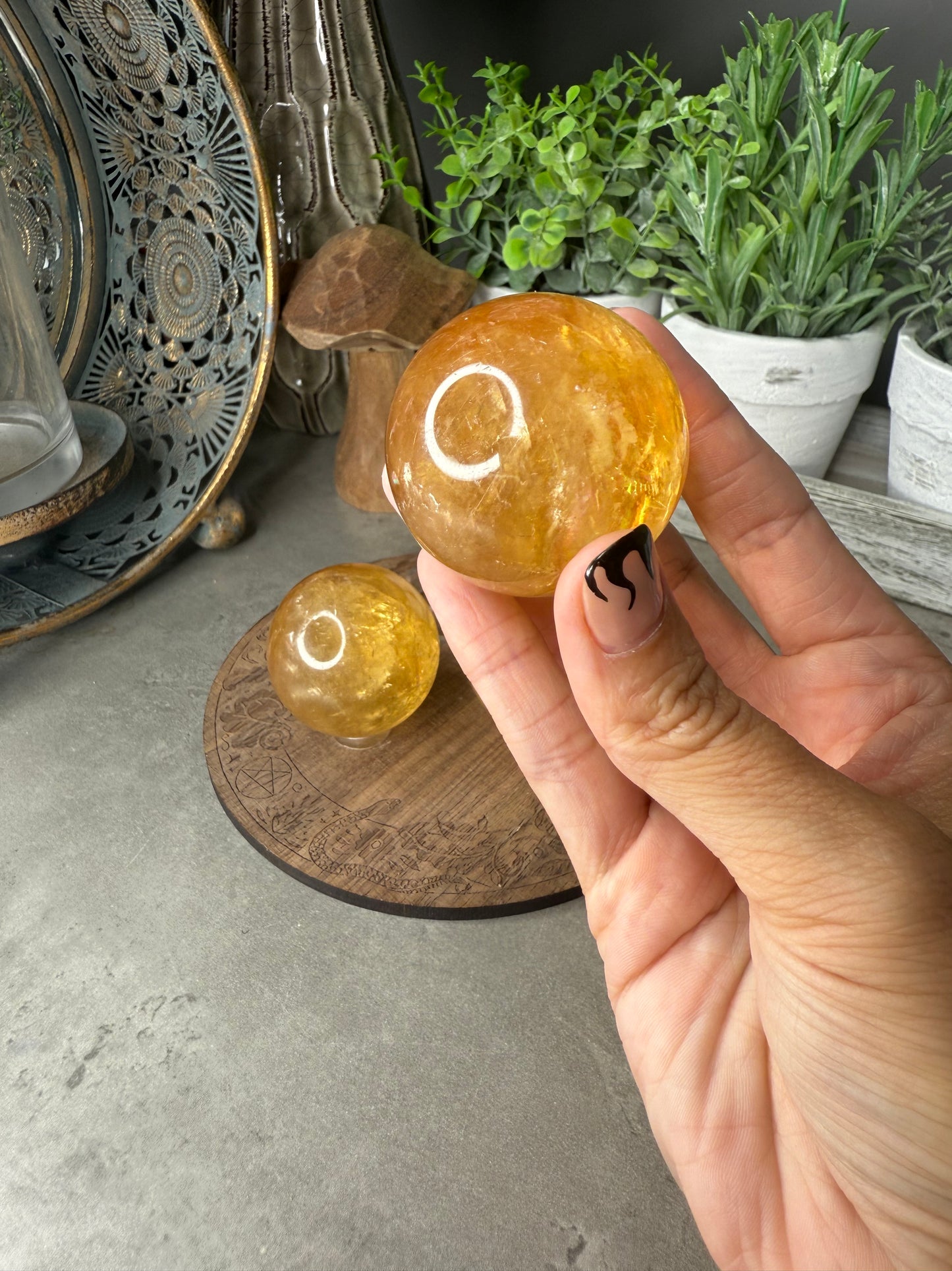 AAA Honey Calcite Crystal Spheres